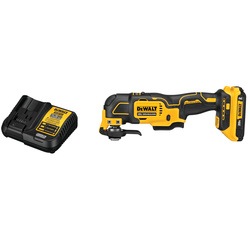 ATOMIC Brushless Cordless Oscillating Multi Tool kit with universal accessory adaptor and two woodcutting blades 