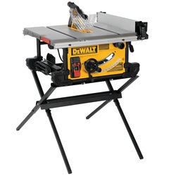 Profile of Table saw with scissor stand.