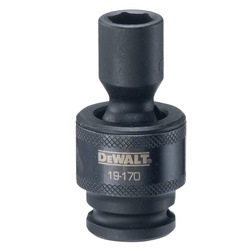 Profile of 6 point DEWALT 3 eighths inch drive universal metric impact socket.