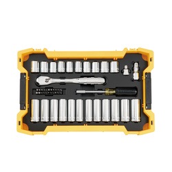 DEWALT - 85 pc 38 in and 12 in Mechanic Tool Set with ToughSystem 20 Tray and Lid - DWMT45403