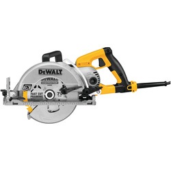 Right side of worm drive circular saw with electric brake.