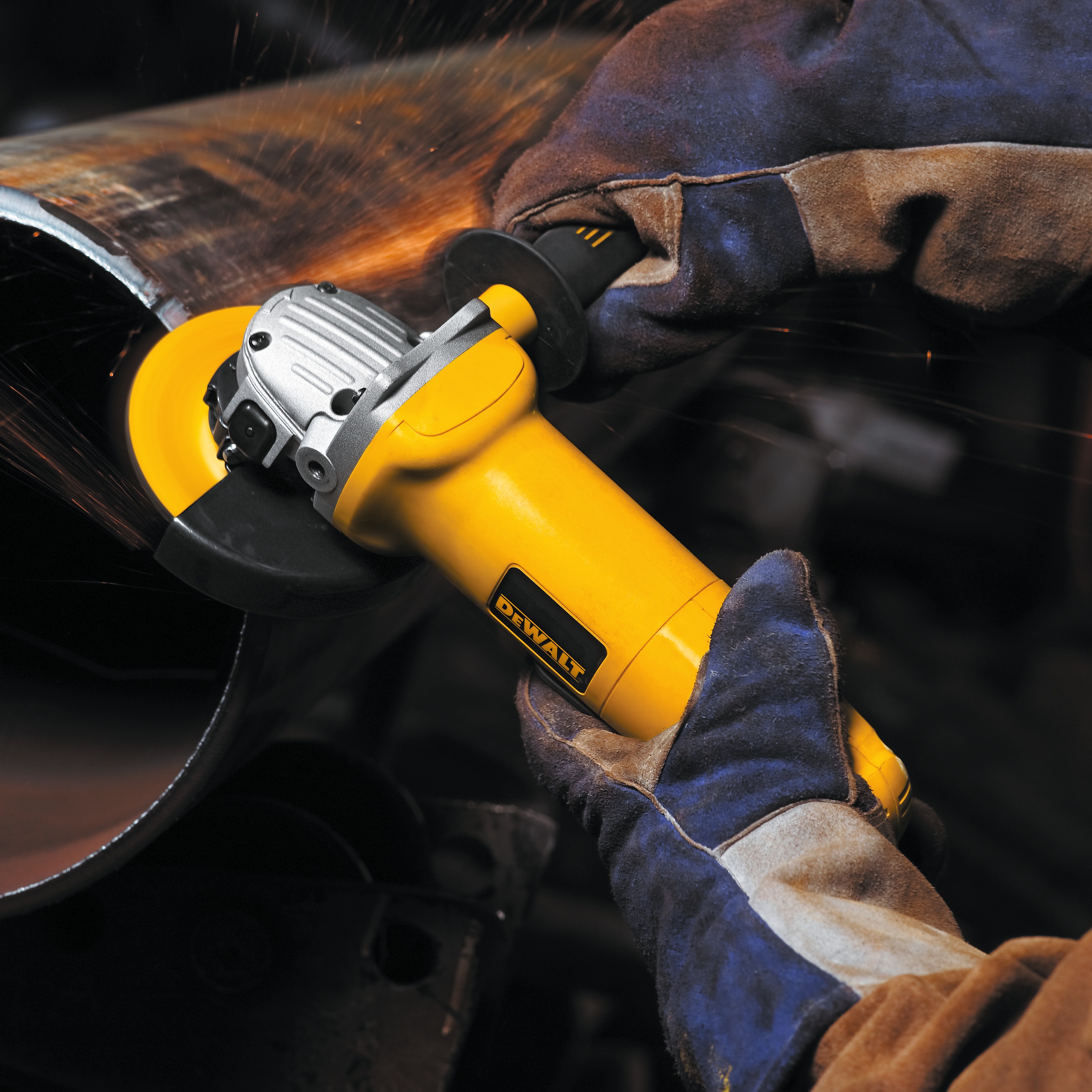 Small Angle Grinder being used on a metal piece