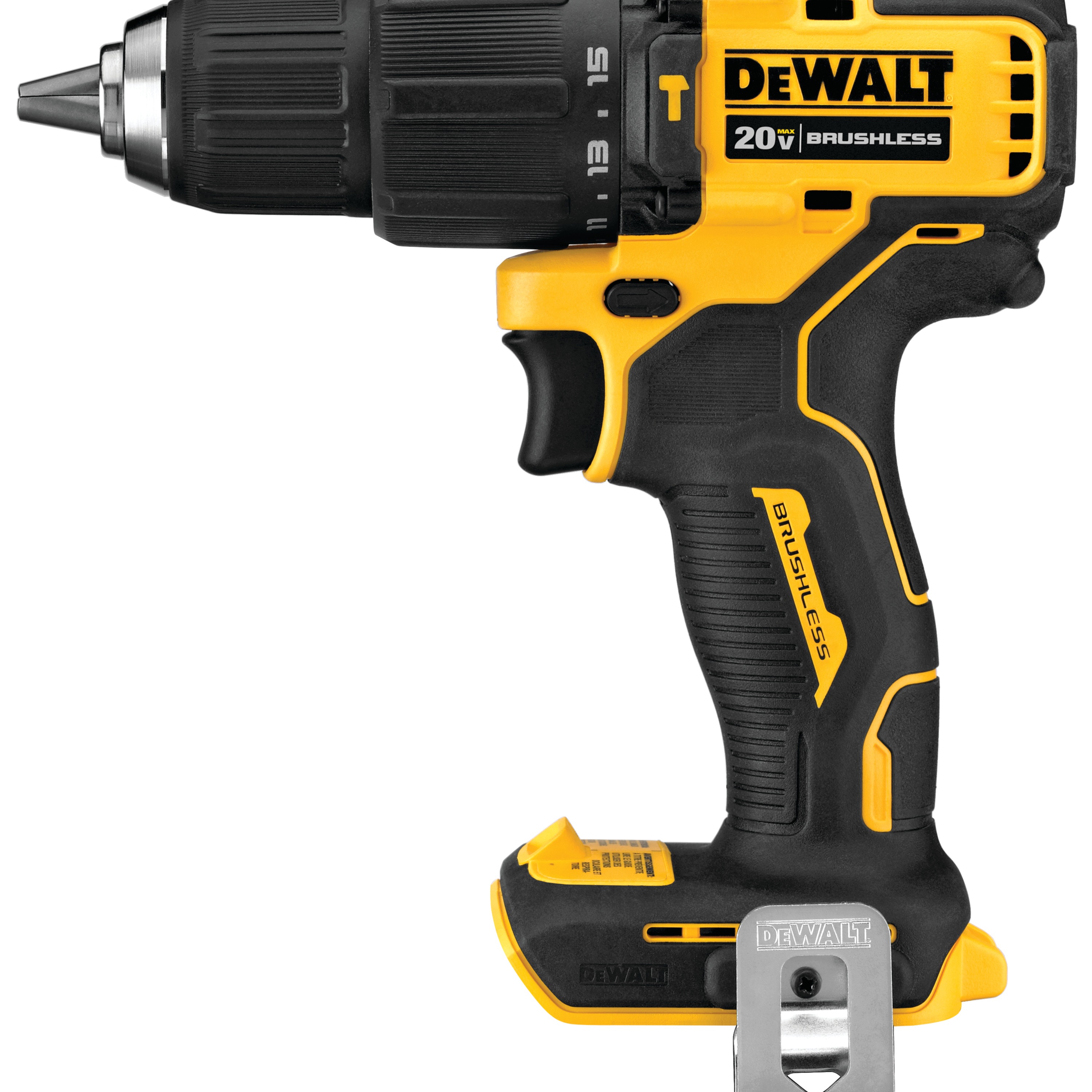 Profile of Atomic cordless compact half inch hammer drill driver.