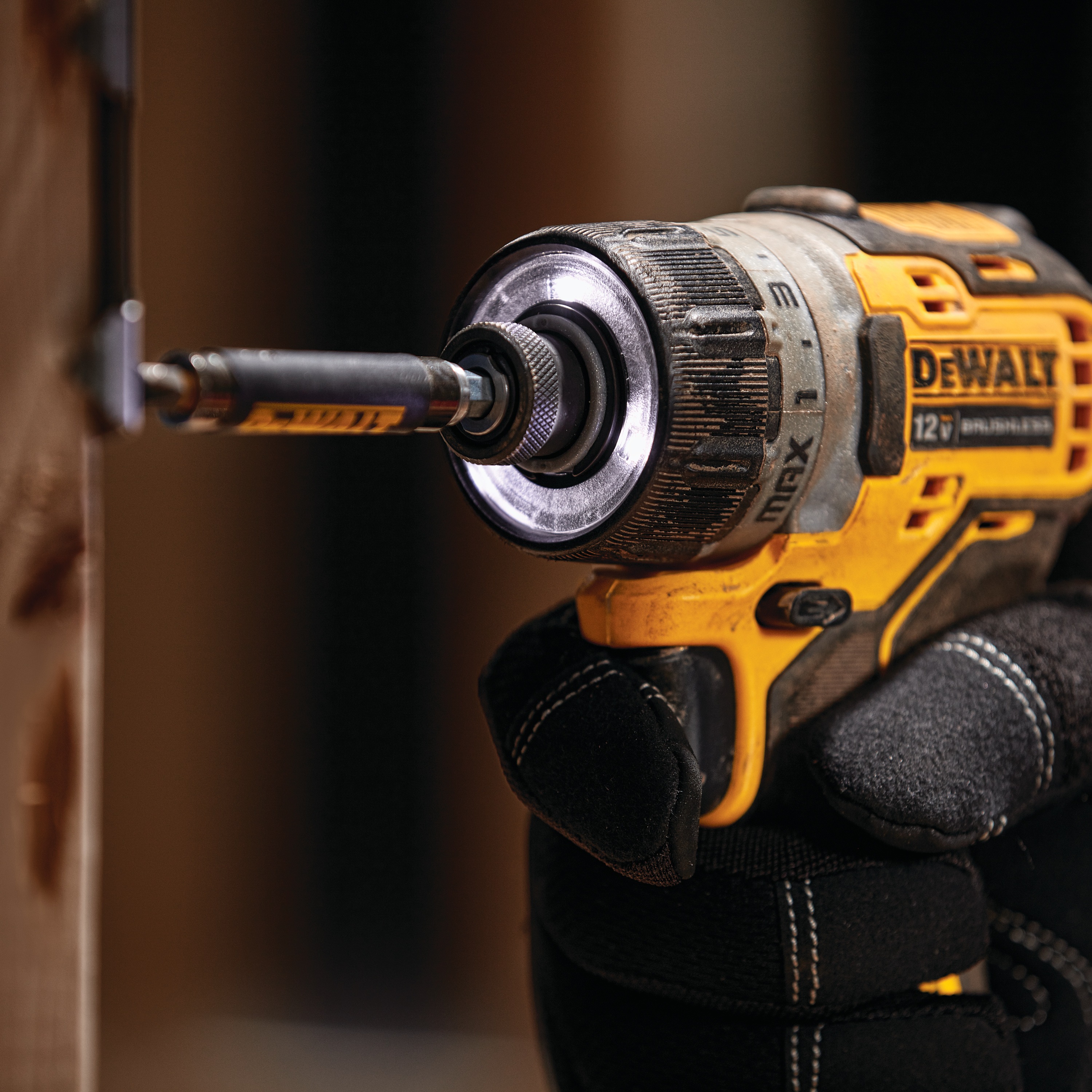 Close-up of LED Lights feature on XTREME brushless cordless screwdriver in action.