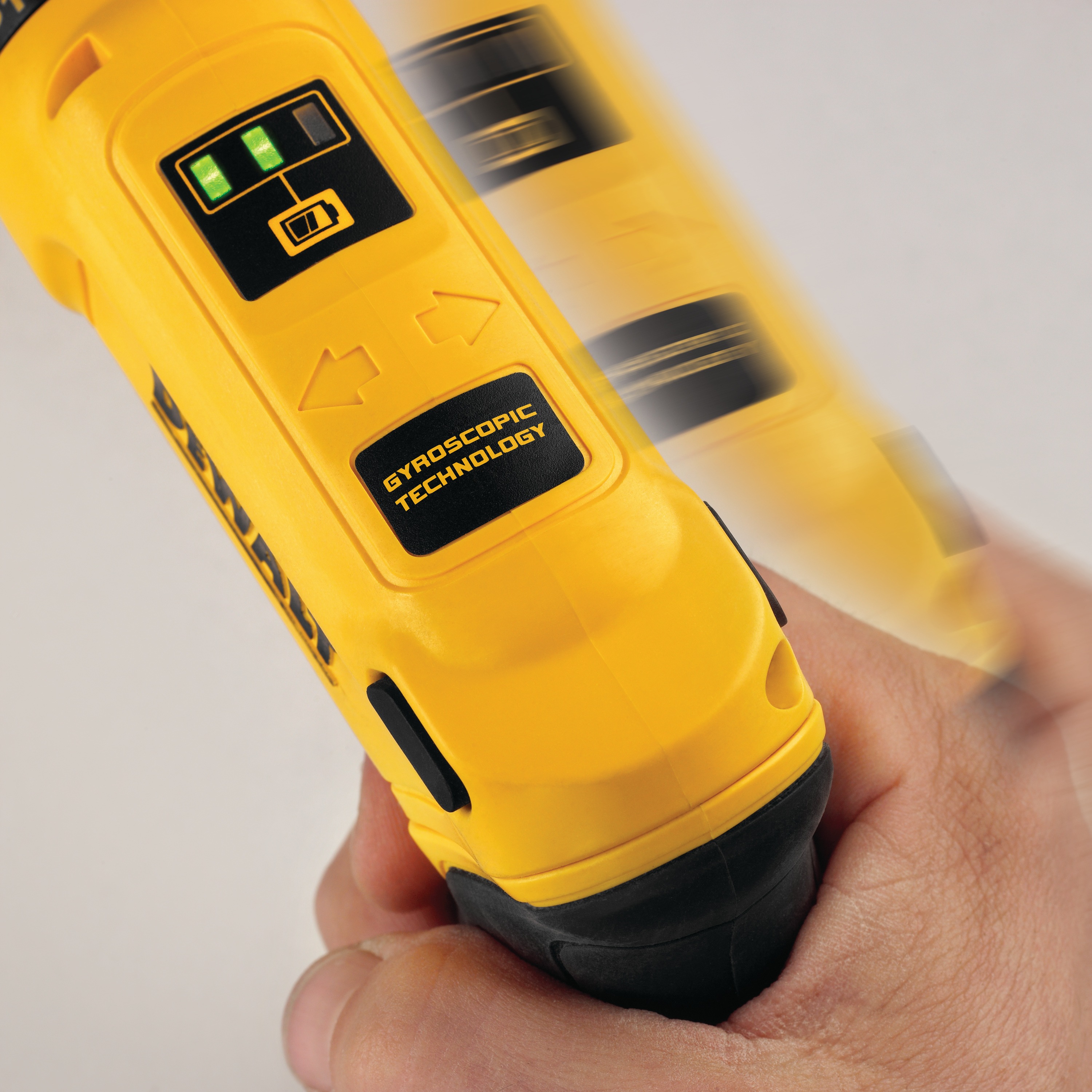 Motion activated feature of gyroscopic screwdriver 2 battery.