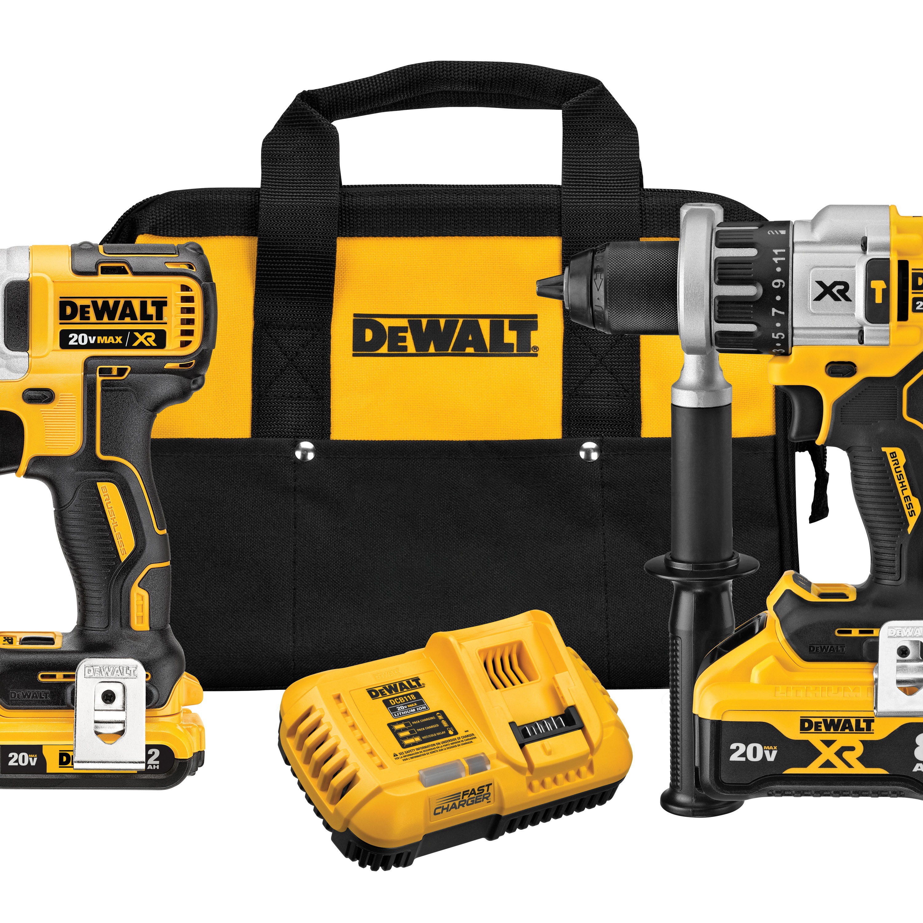 hammer drill and impact driver with POWER DETECT tool kit