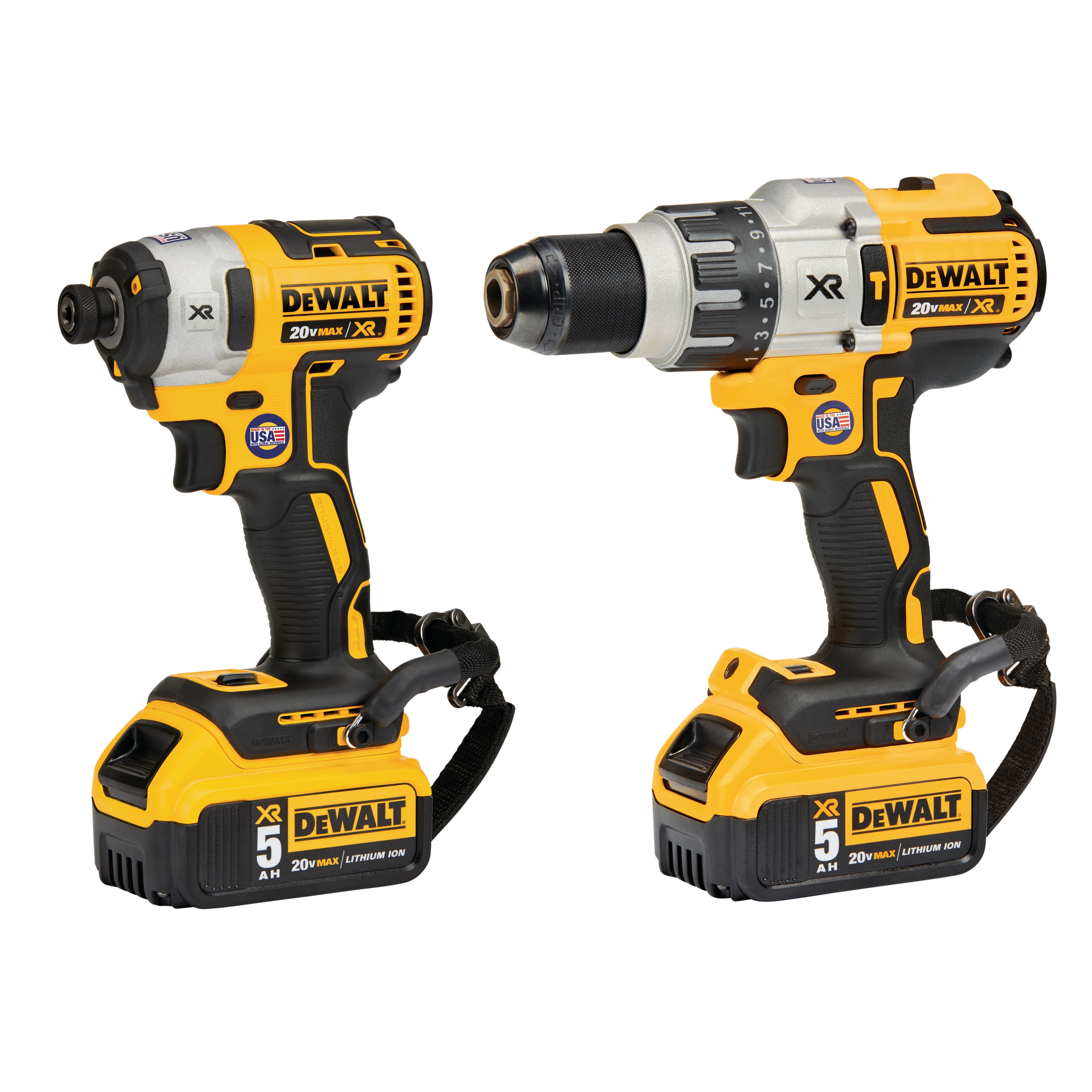 profile of a XR Hammer Drill Impact Driver Combo Kit and impact driver without shank