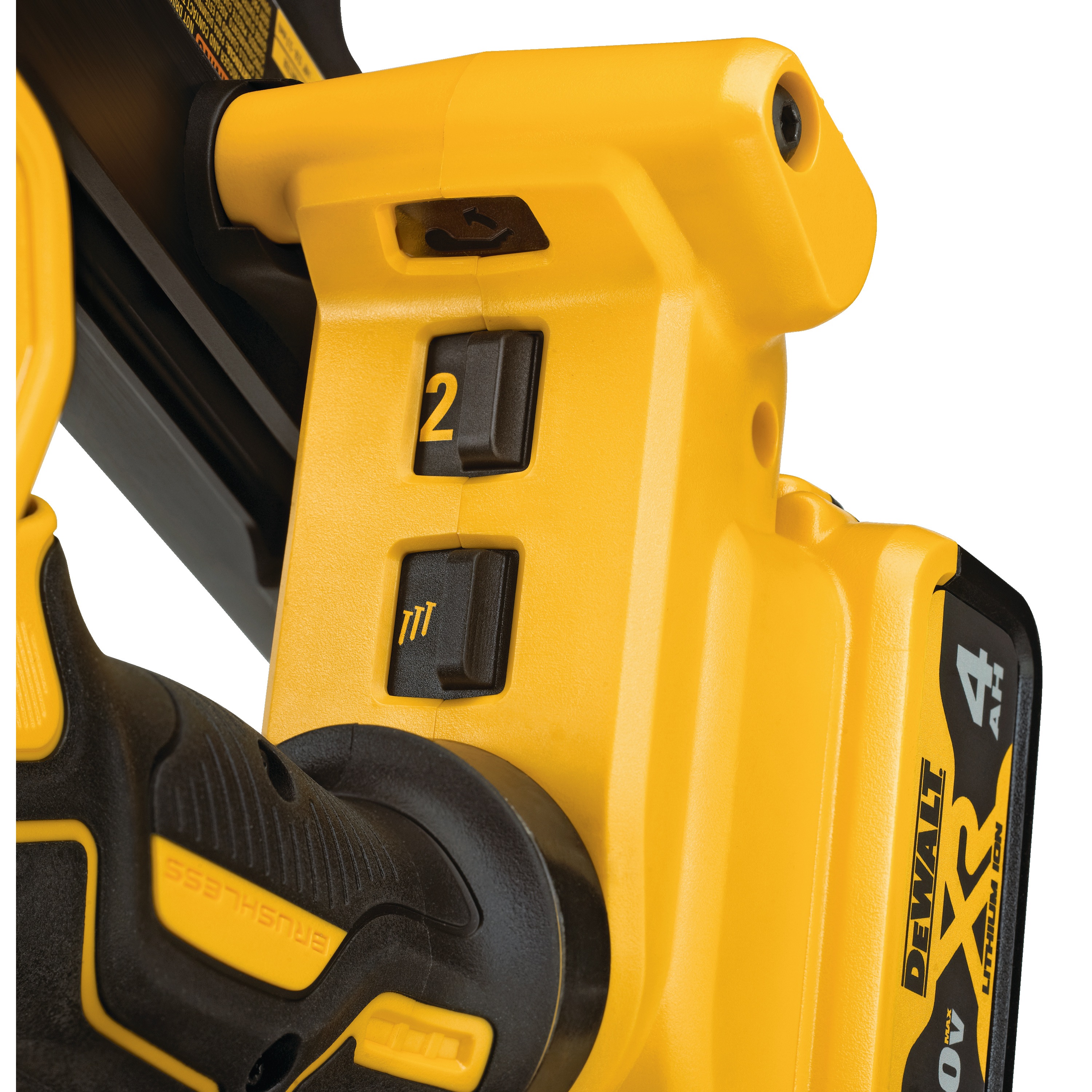 Easy click button feature for setting adjustment of  21 inch Plastic Collated Cordless Nailer