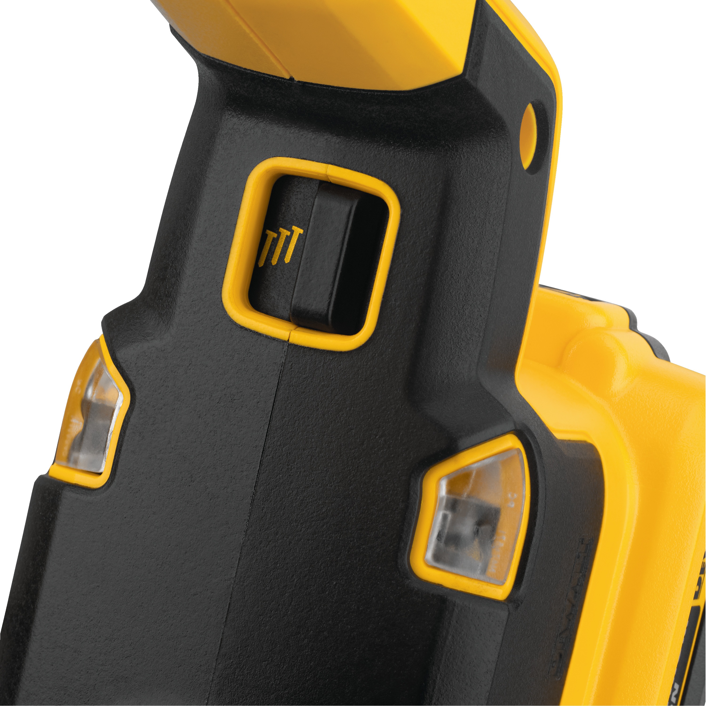 Close up of nail selection button feature of a  XR 18 gauge Cordless Narrow Crown Stapler