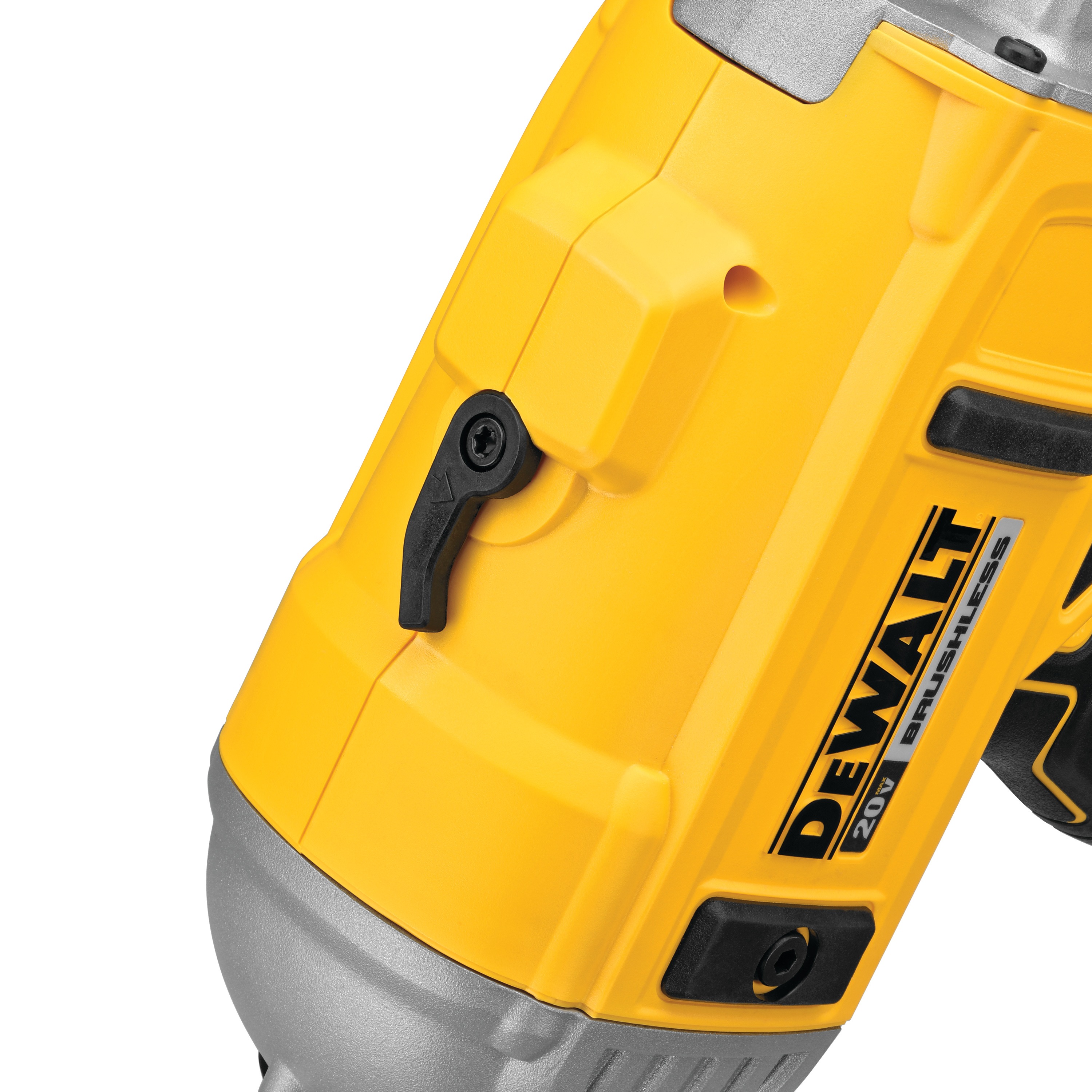 Close up of features of a  Cordless Paper Collated Framing Nailer
