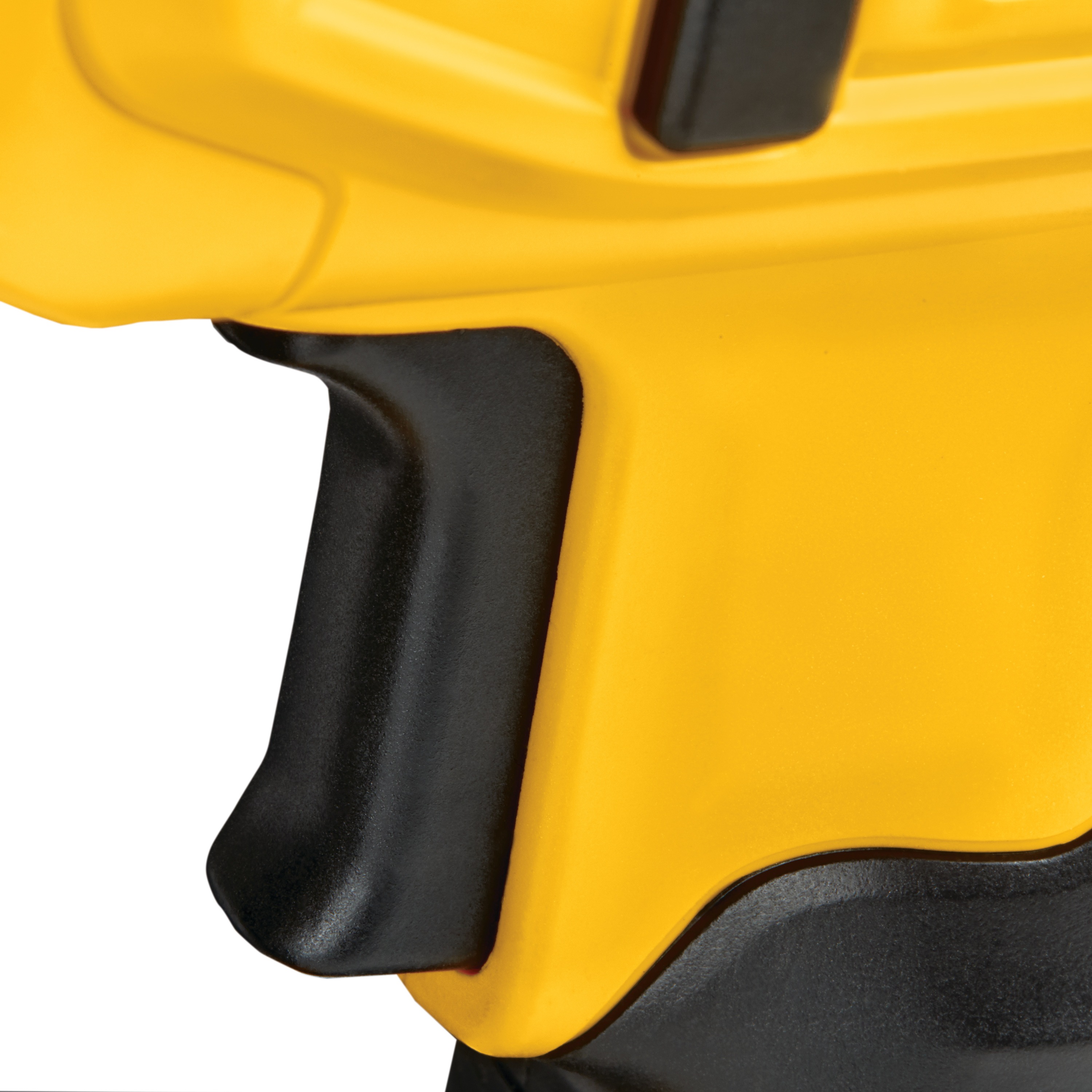 Close up of easy grip handle feature of a  Cordless Cable Stapler