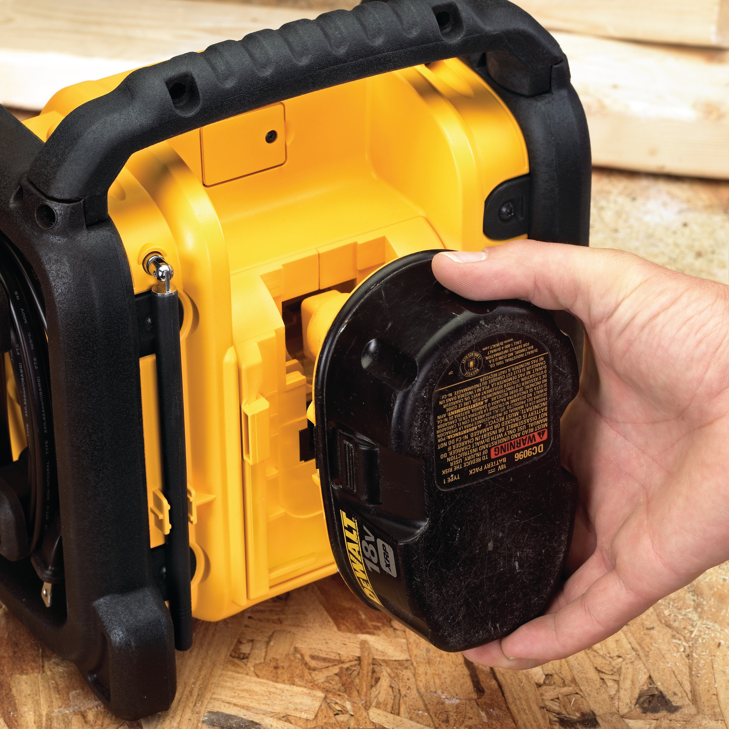 Separate charger feature of Compact Worksite Radio.
