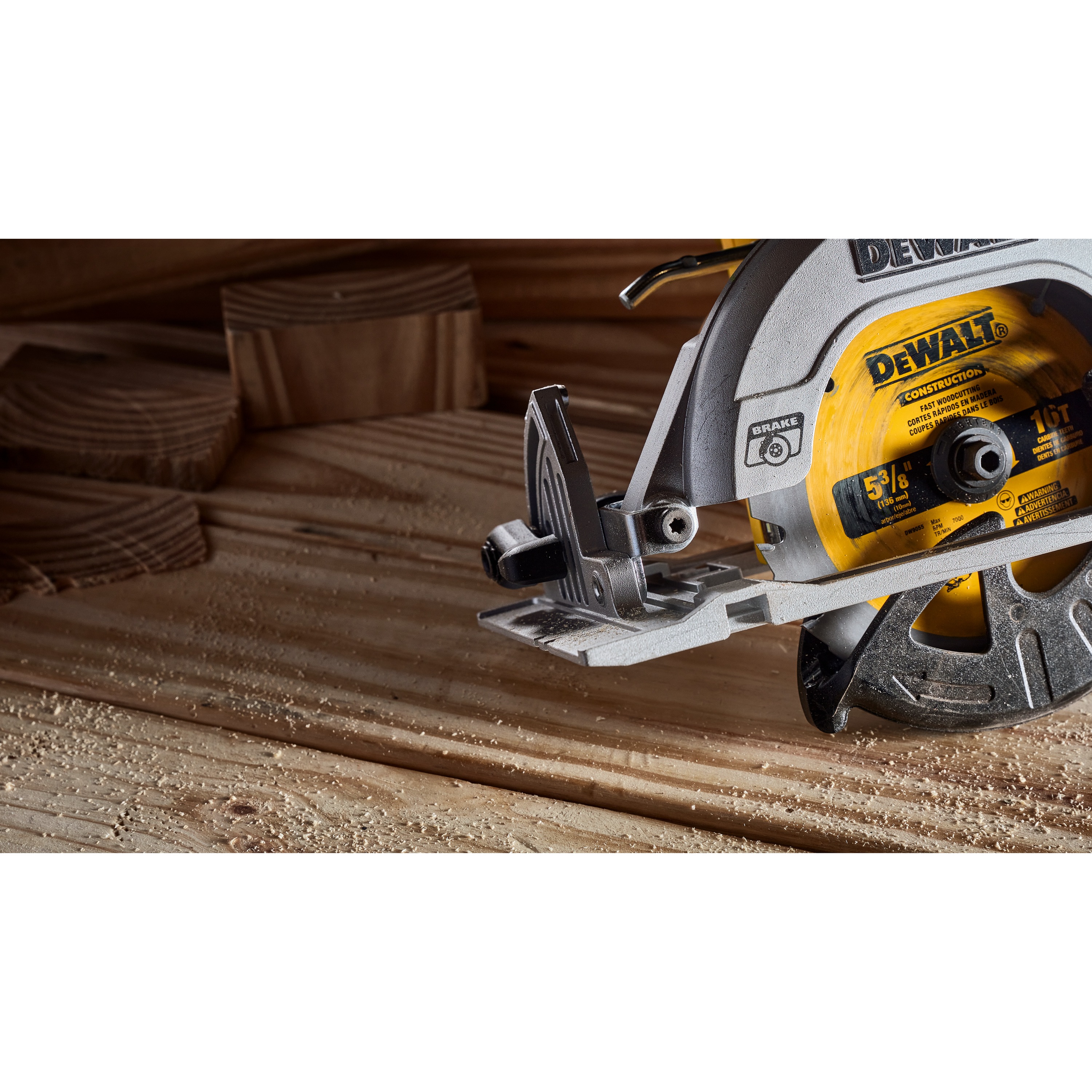 Adjustable bevel capacity feature of xtreme 12 volt 5 and three eighths inch brushless cordless circular saw tool.