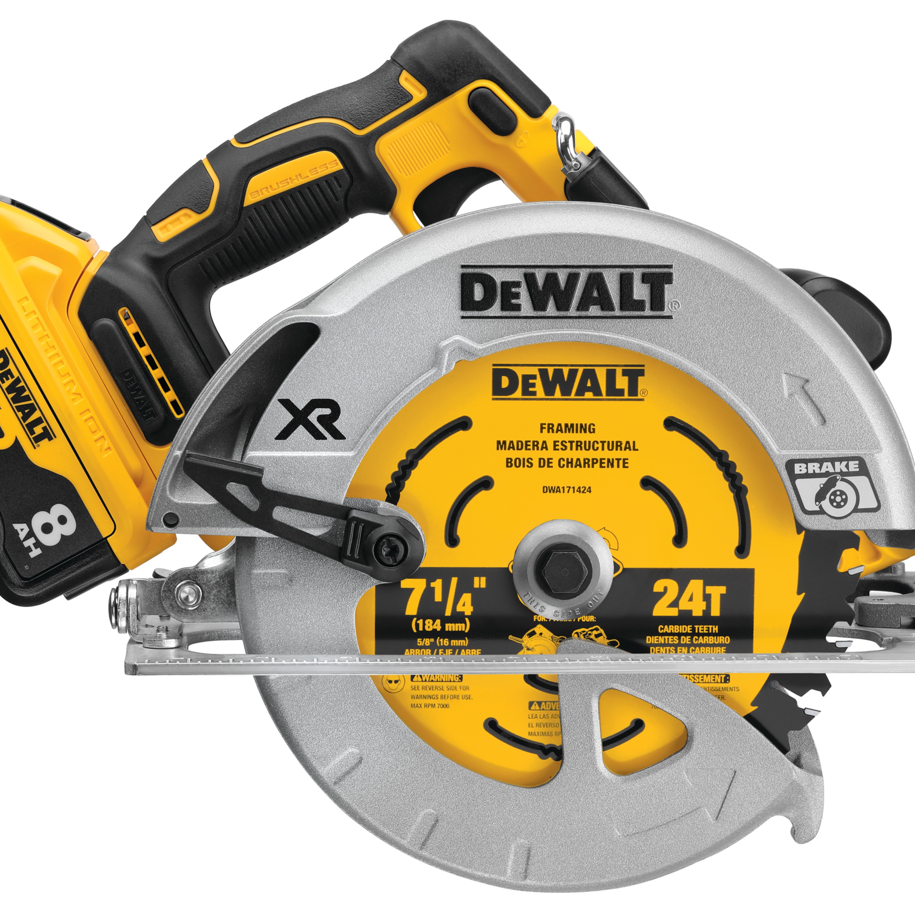 XR brushless circular saw with POWER DETECT tool technology.