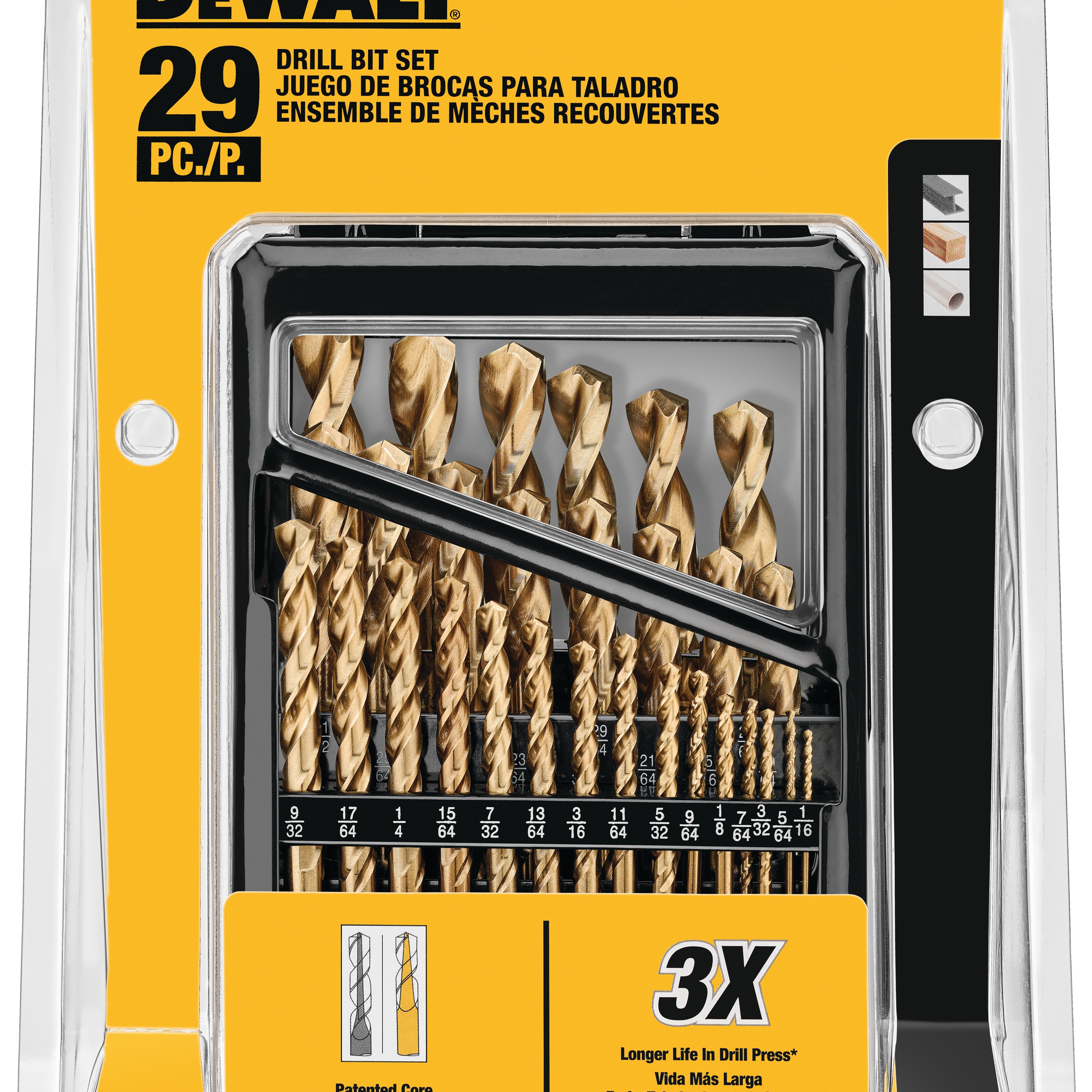 profile of 29  PC. Cobalt Alloy Steel Drill Set packaged.
