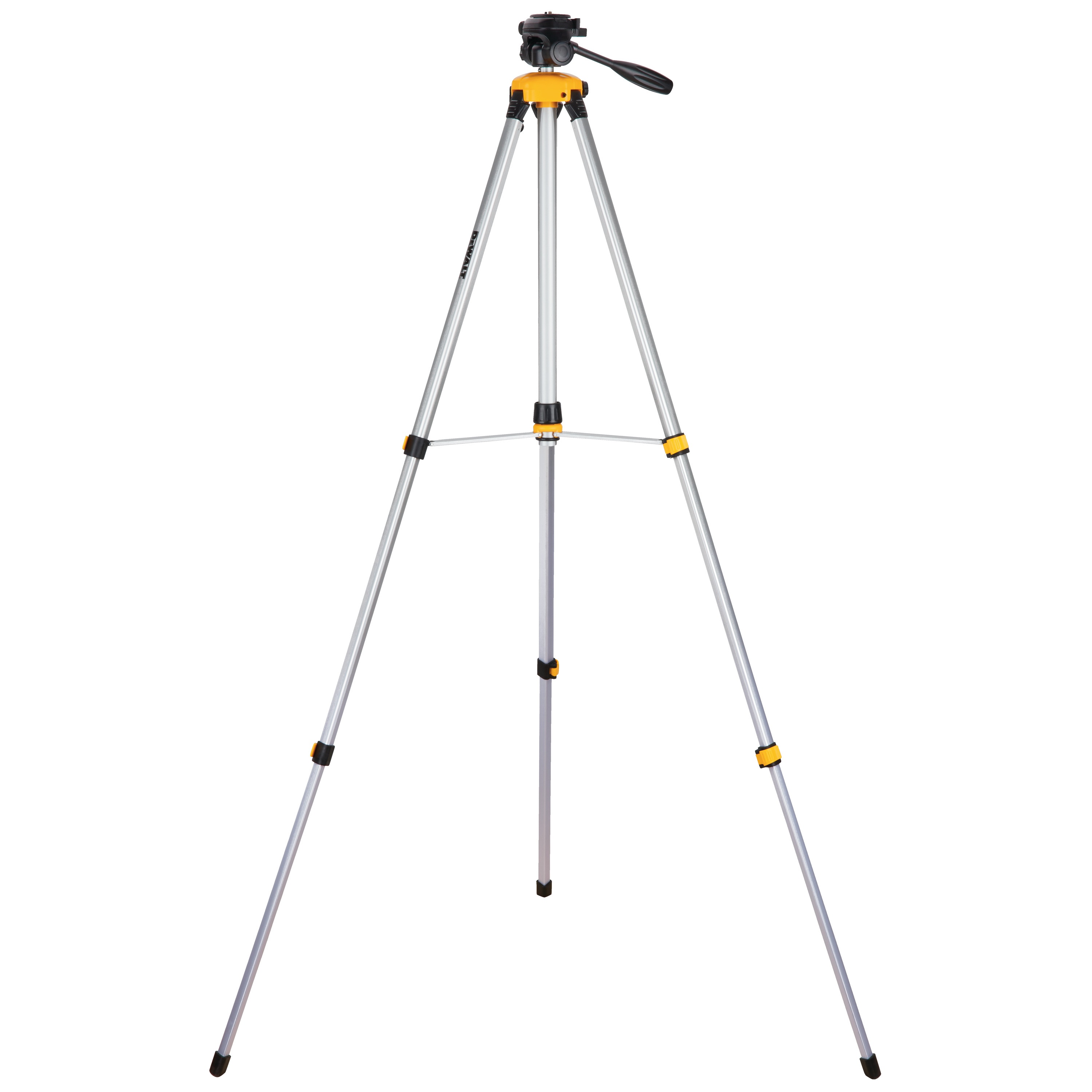 Profile of extended laser tripod with tilting head.