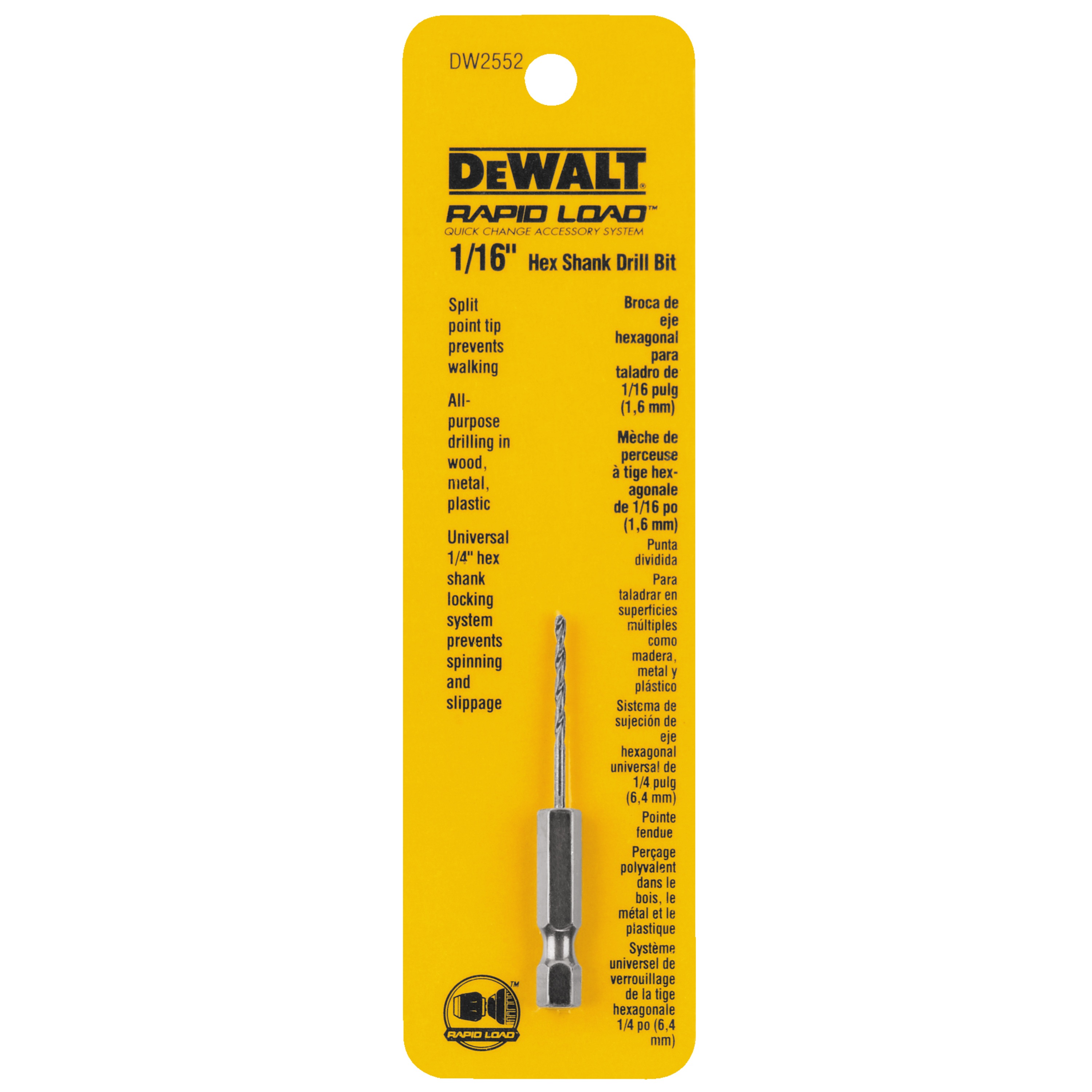 1/16" Hex Shank Drill Bit DW2552 DEWALT