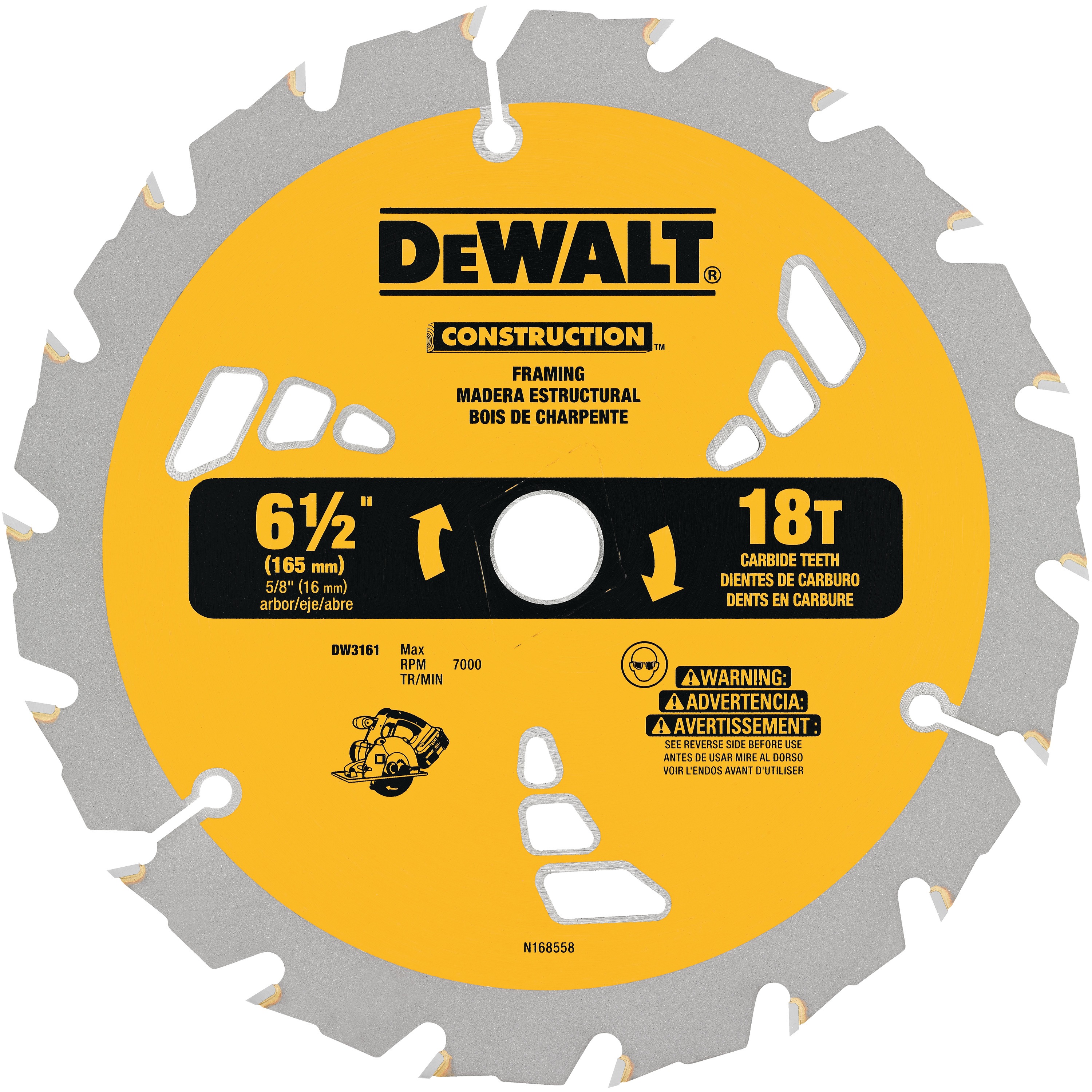 Dewalt DW3192 7-1/4" x 18 Carbide Teeth Fast Cut Framing Circular Saw Blade