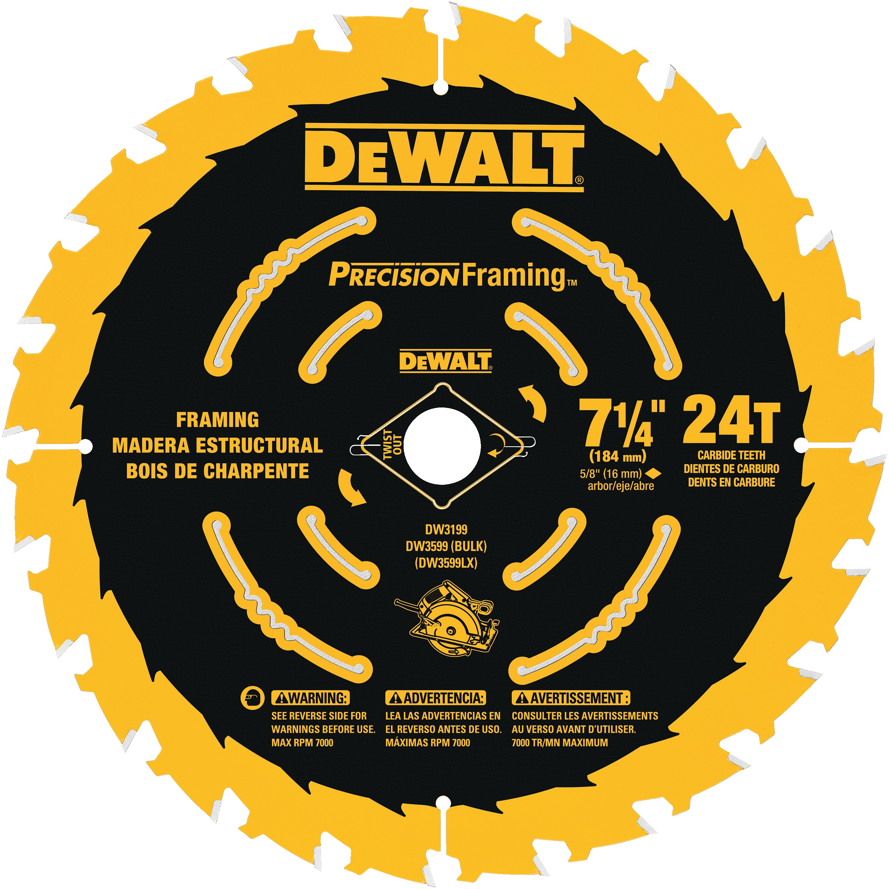 DEWALT - 714 24T Precision Framing Saw Blade - DW3199