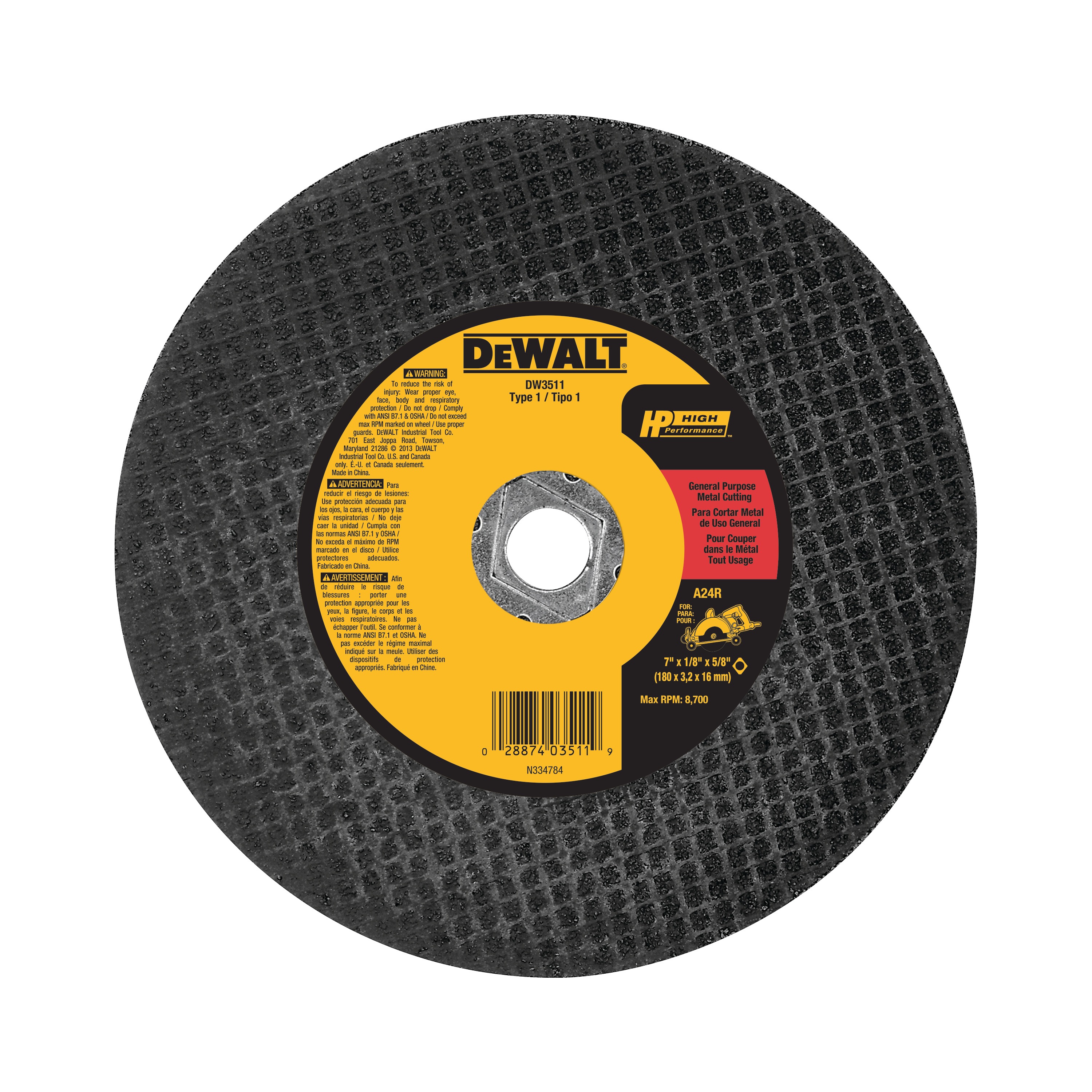 metal cutting blade - DW3511 | DEWALT