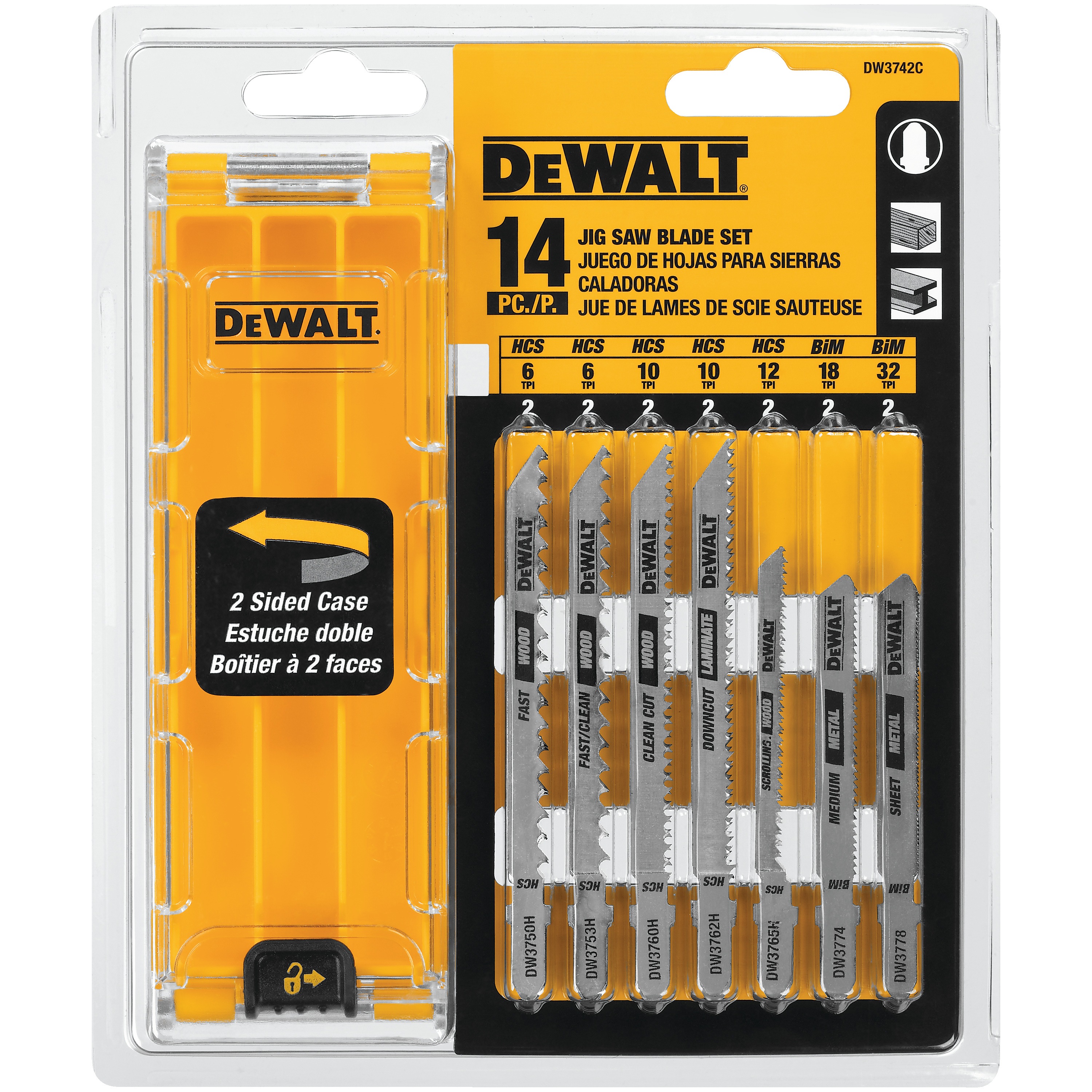 14 Pc T Shank Jig Saw Blade Set With Case Dw3742c Dewalt