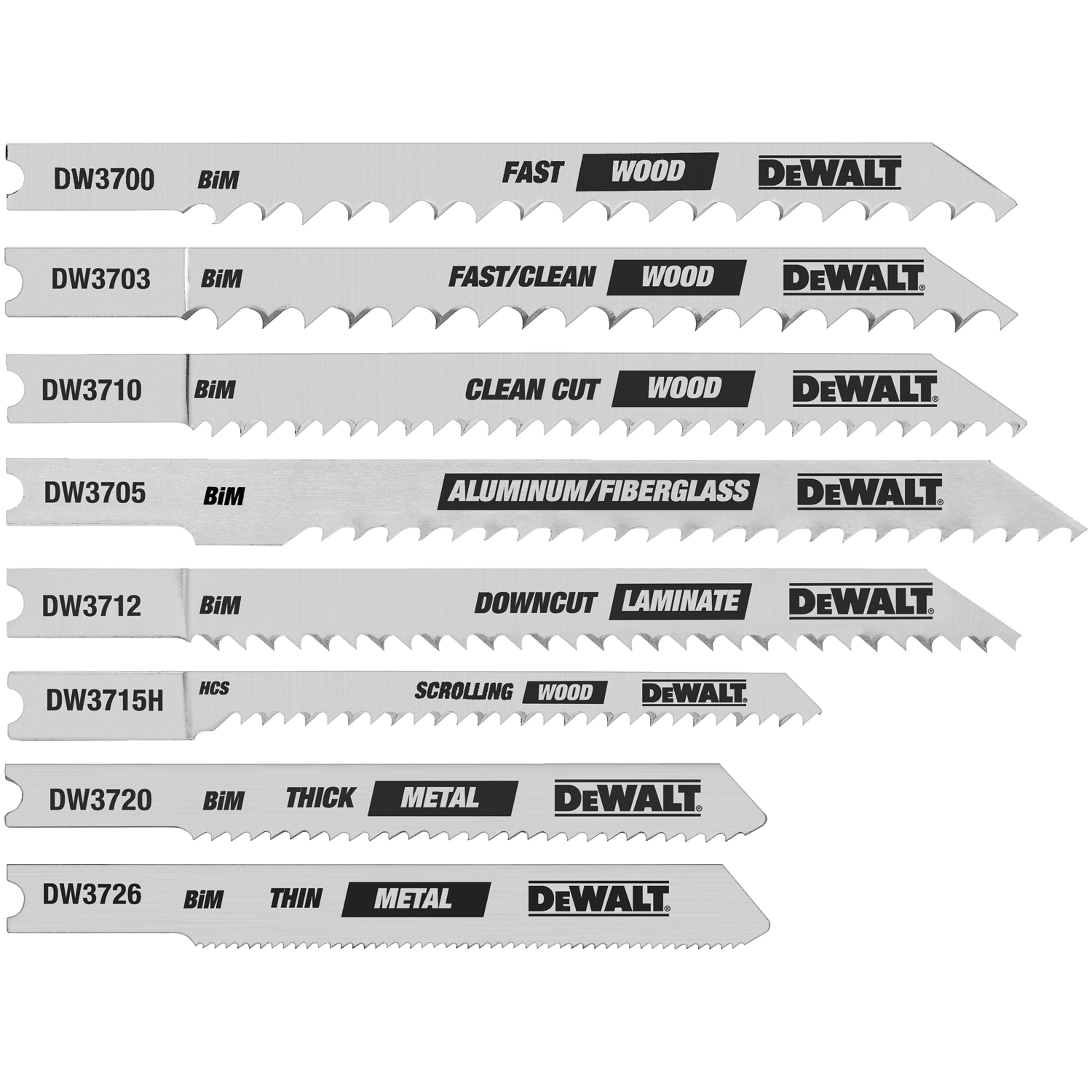 8 Pc. UShank Jig Saw Blade Set DW3790 DEWALT