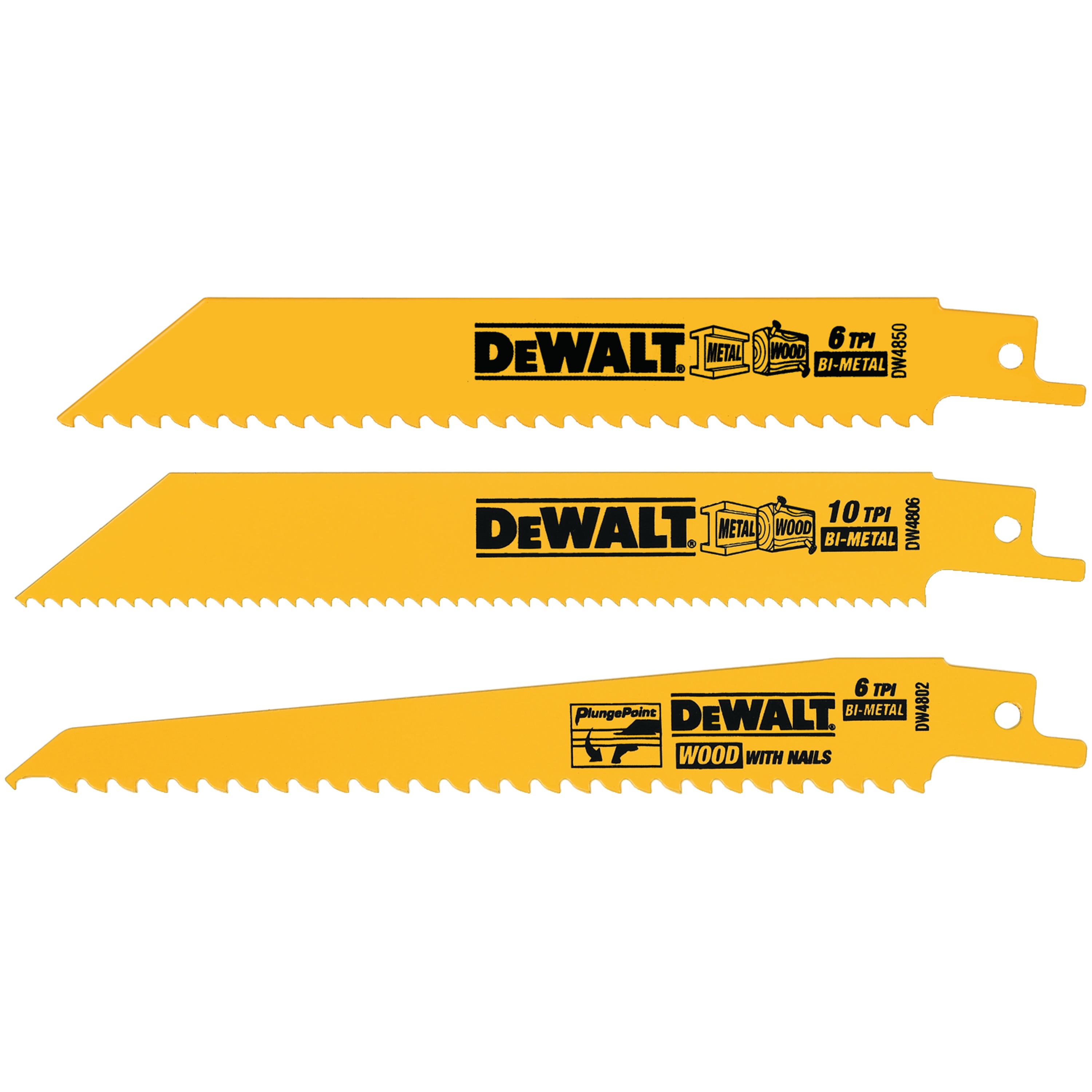 DEWALT - 3 Piece BiMetal Reciprocating Saw Blade Set - DW4853