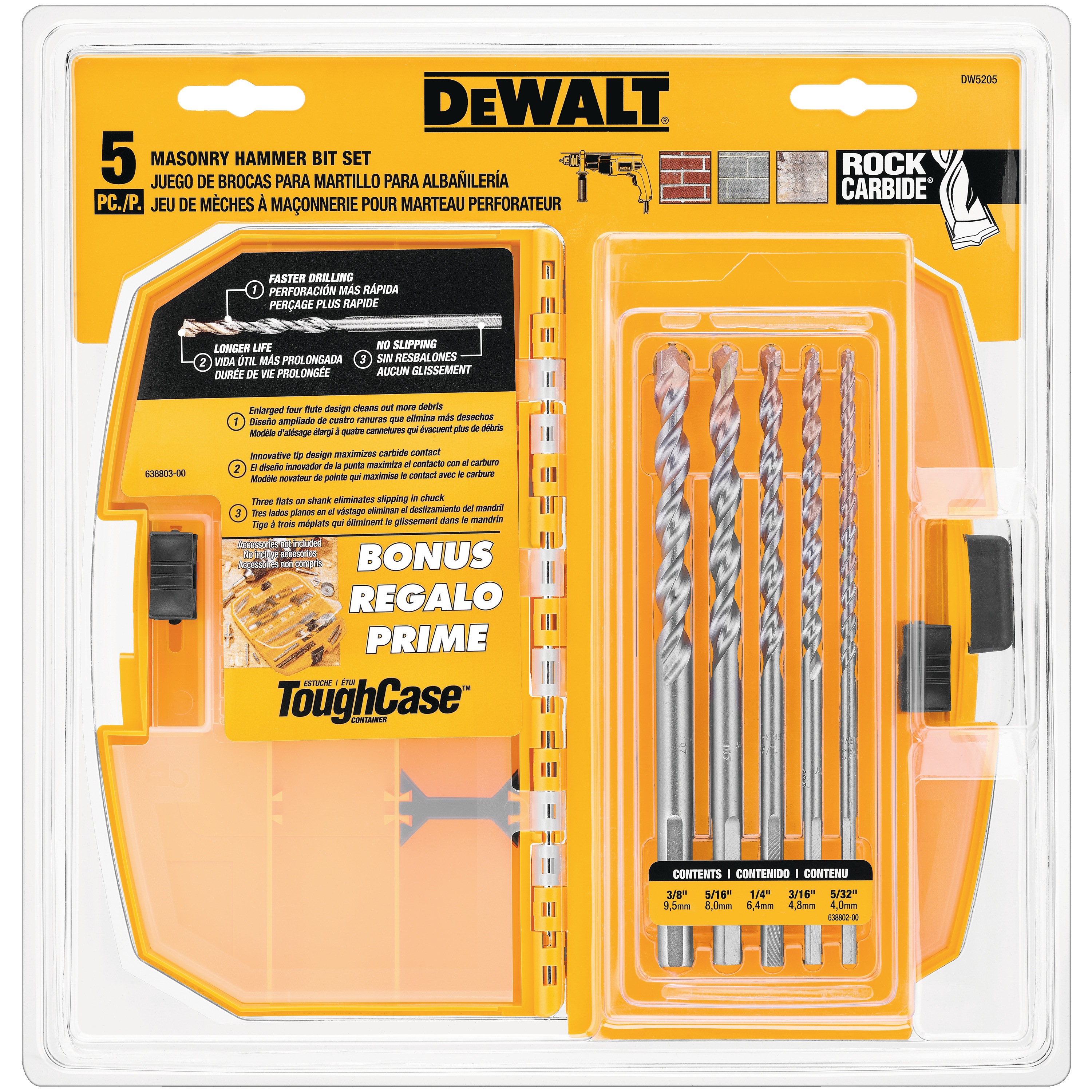 4-Piece DW5204 DEWALT Masonry Drill Bit Set Percussion