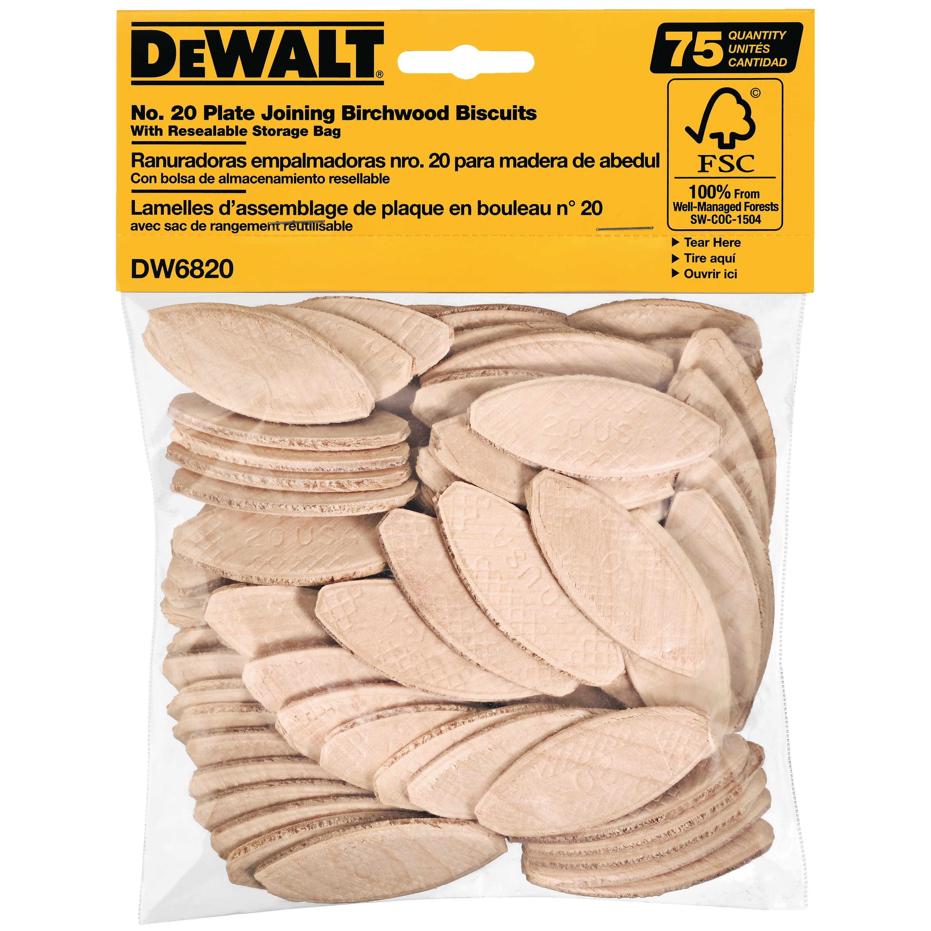 No. 20 Size Joining Biscuits (75 Count) DW6820 DEWALT