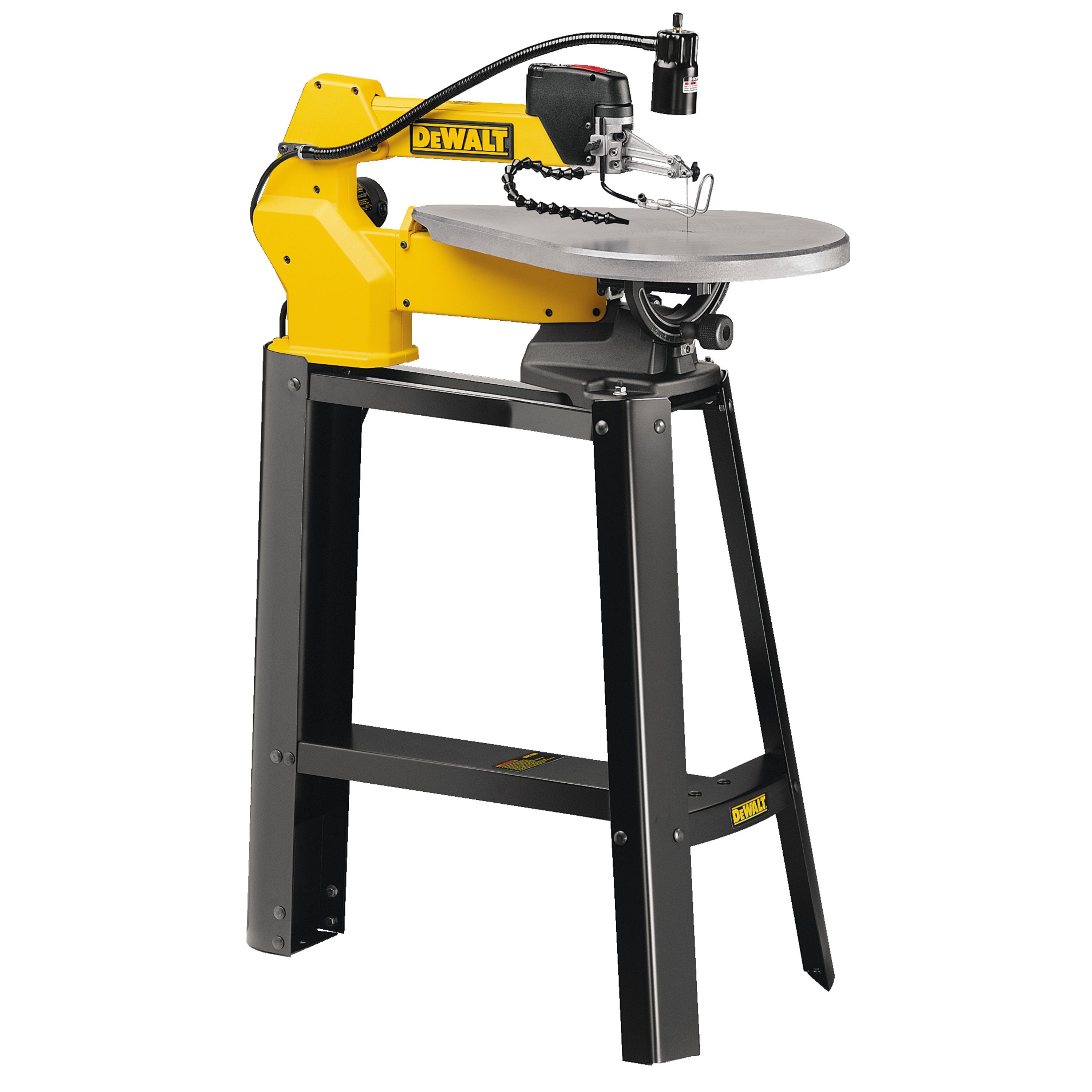 20 inch Variable Speed Scroll Saw on table with worklight attached.