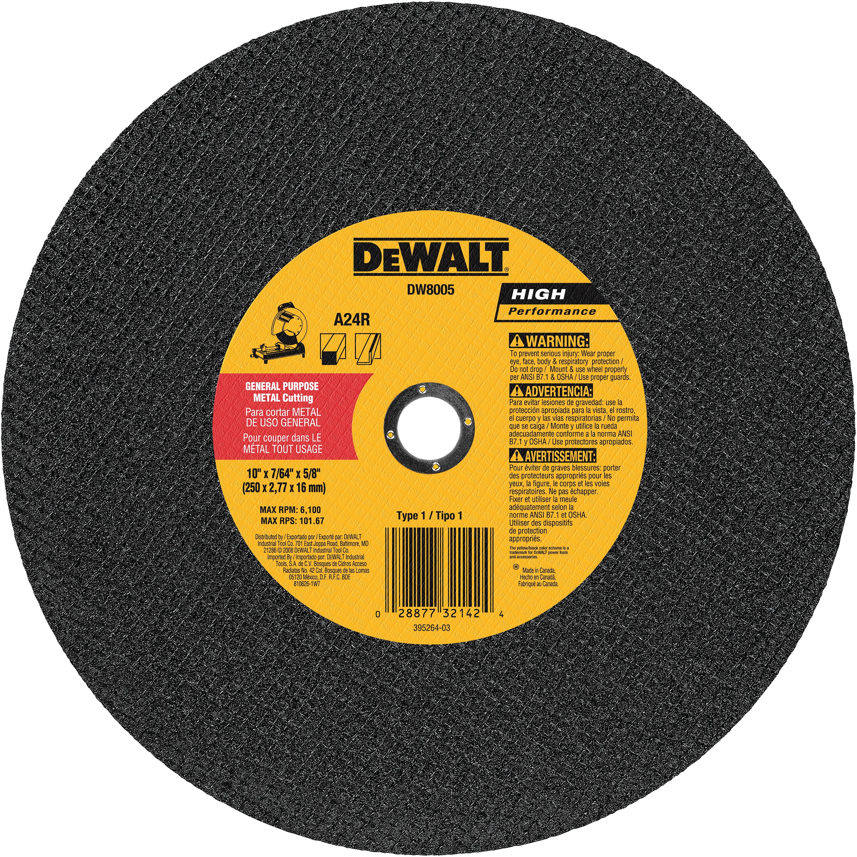 DEWALT - 10 x 764 x 58 general purpose cutting wheel - DW8005