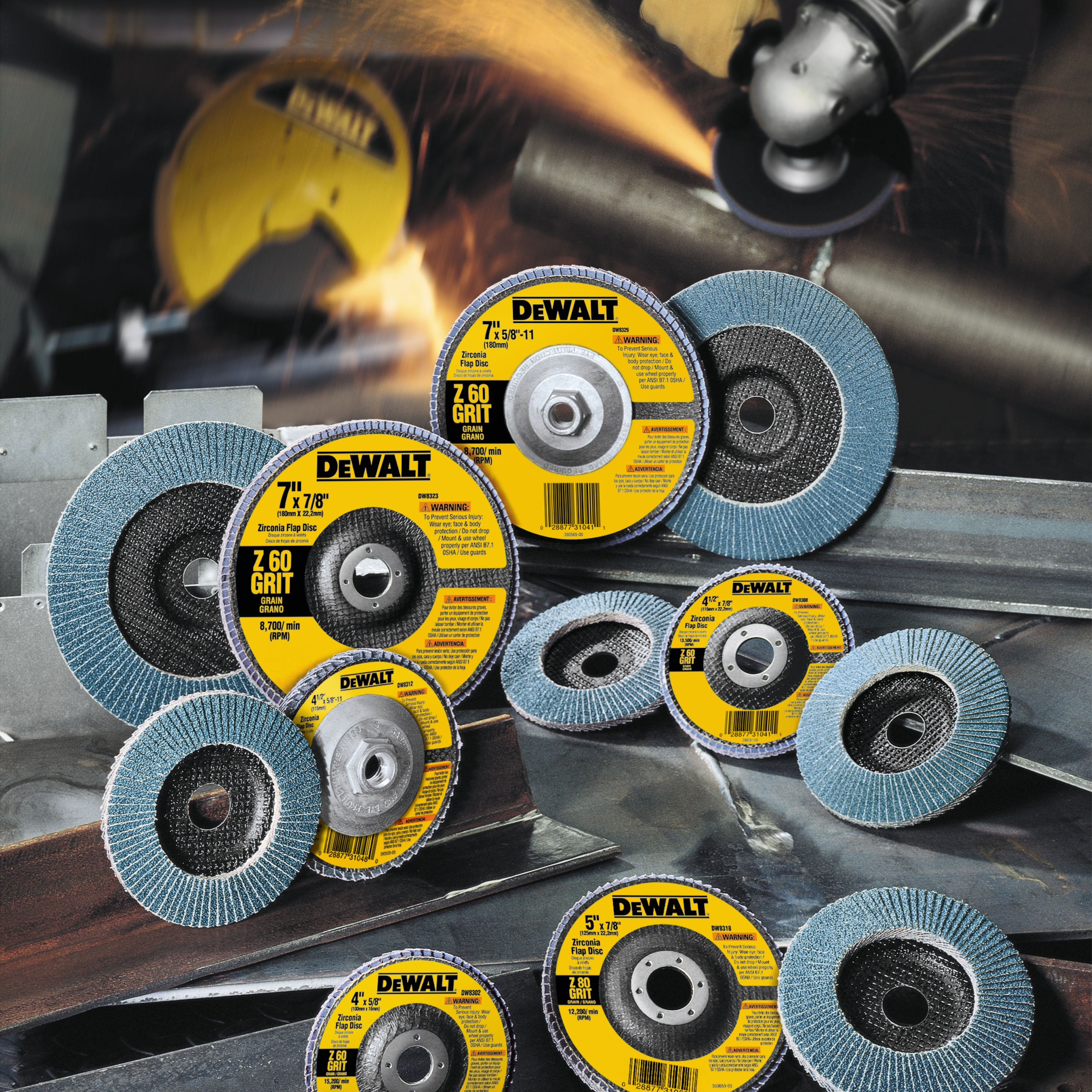 H P Flap Discs Type 27 featuring other tool discs arranged in a workspace.