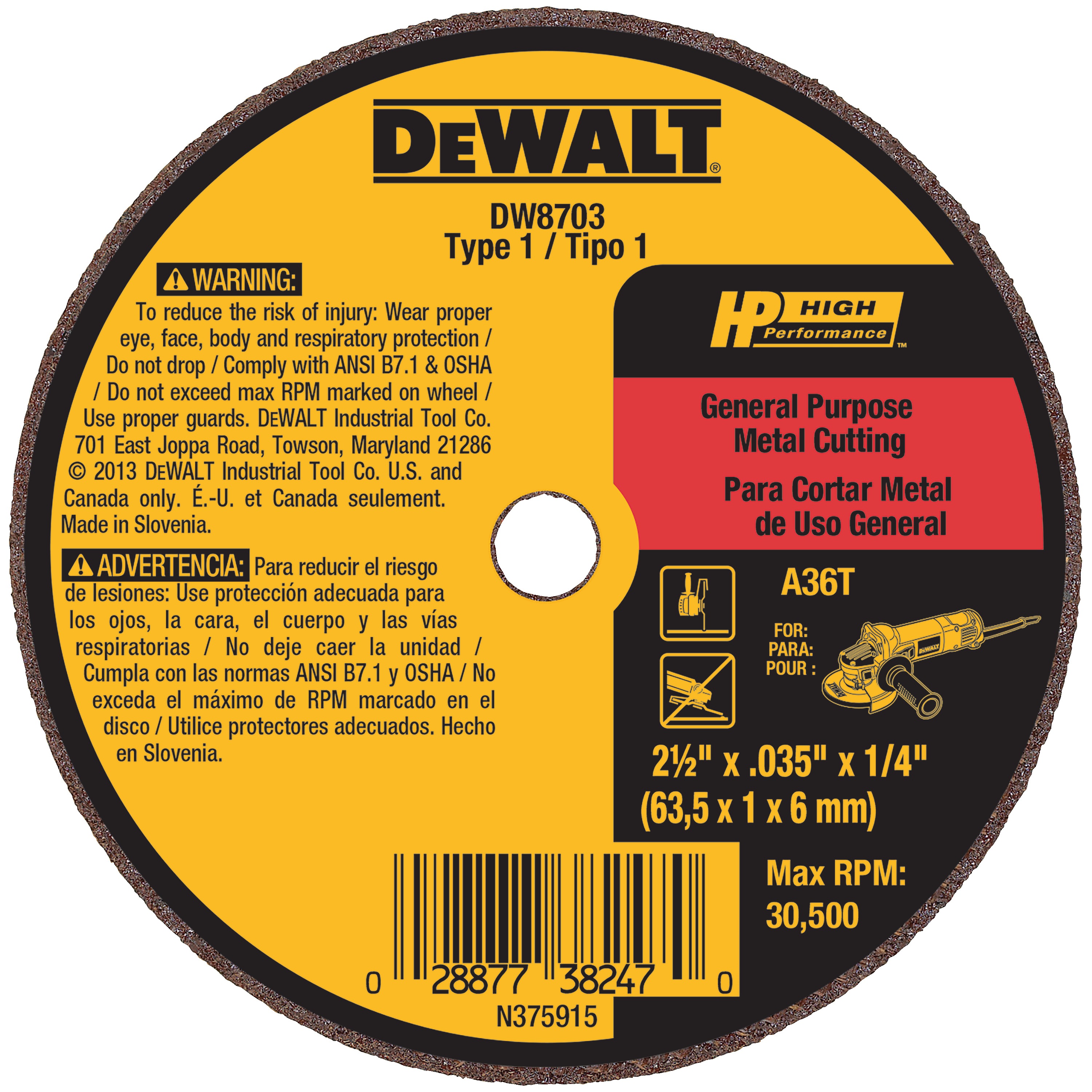 2 5 4 Die Grinder Wheels Type 1 DEWALT