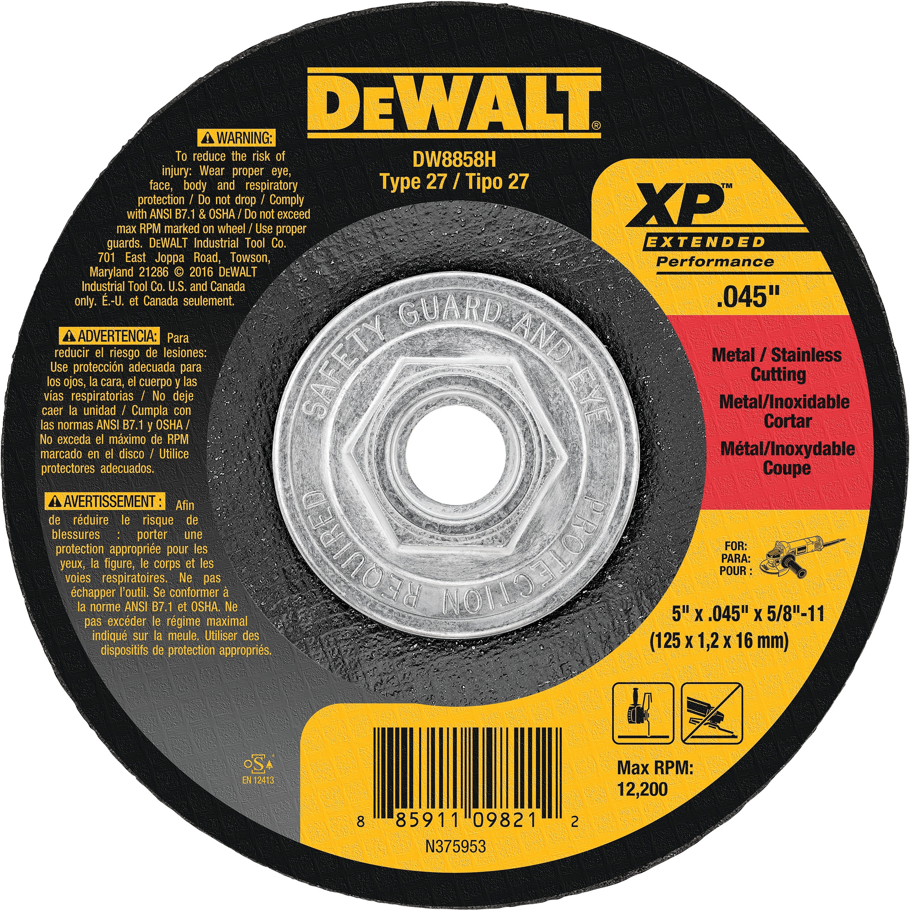 DeWalt DW8858H XP Metal Cutting Wheel 5//8-11 Arbor 5/" x 0.045/" 5pcs Germany