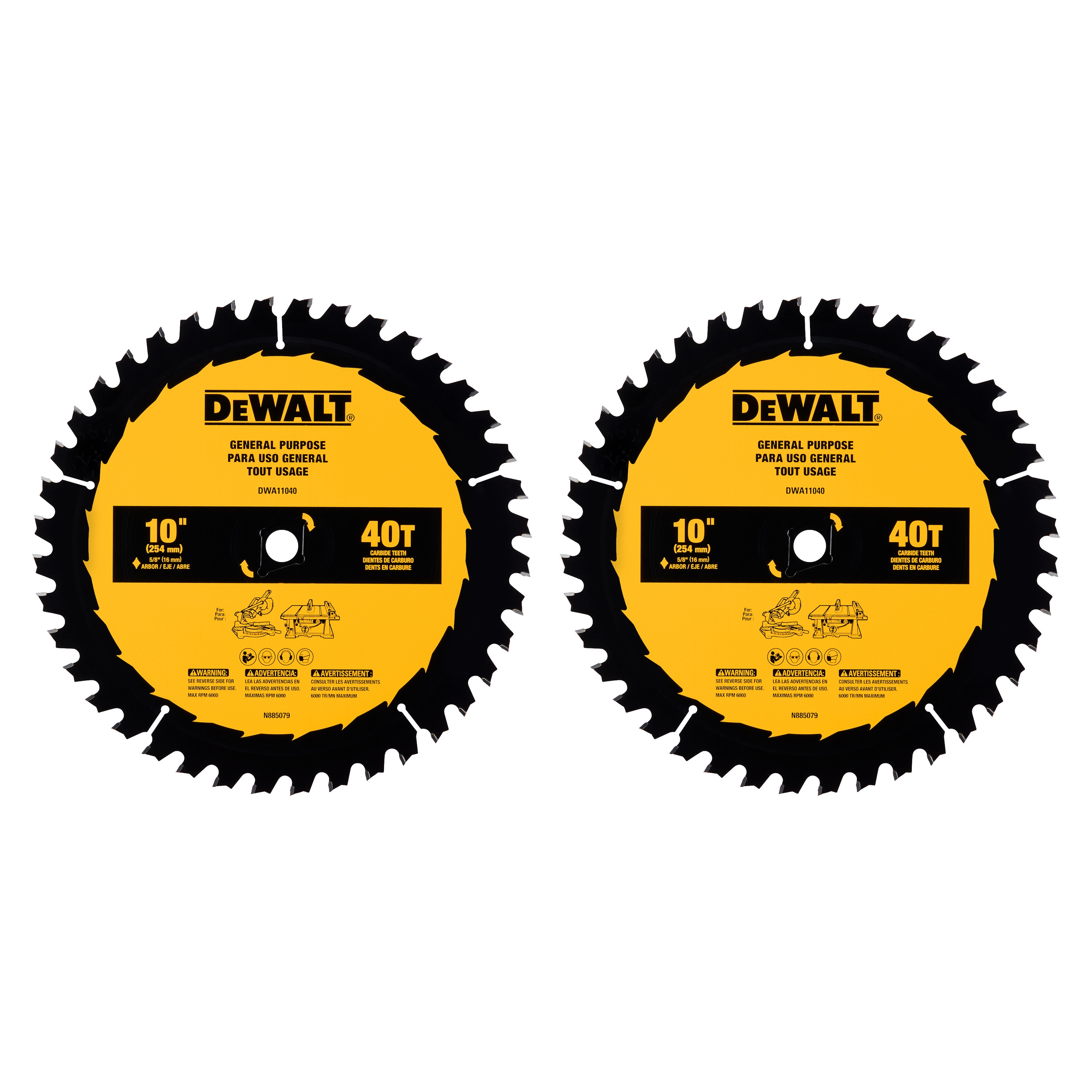 DEWALT - 10 in 40  40T General Purpose Combo Pack - DWA1040CMB