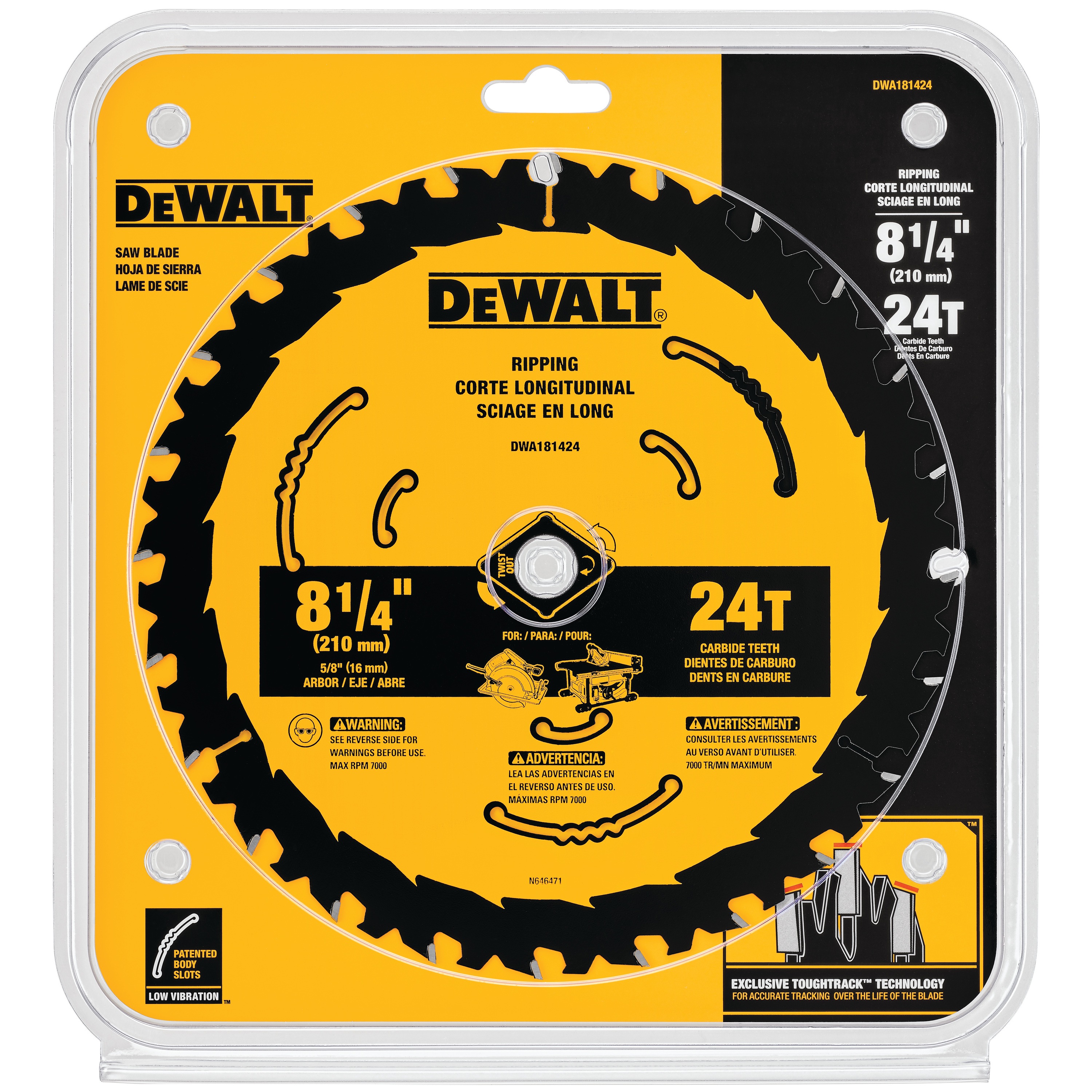 8 and a quarter inch 24 teeth Circular Saw Blade in plastic packaging.