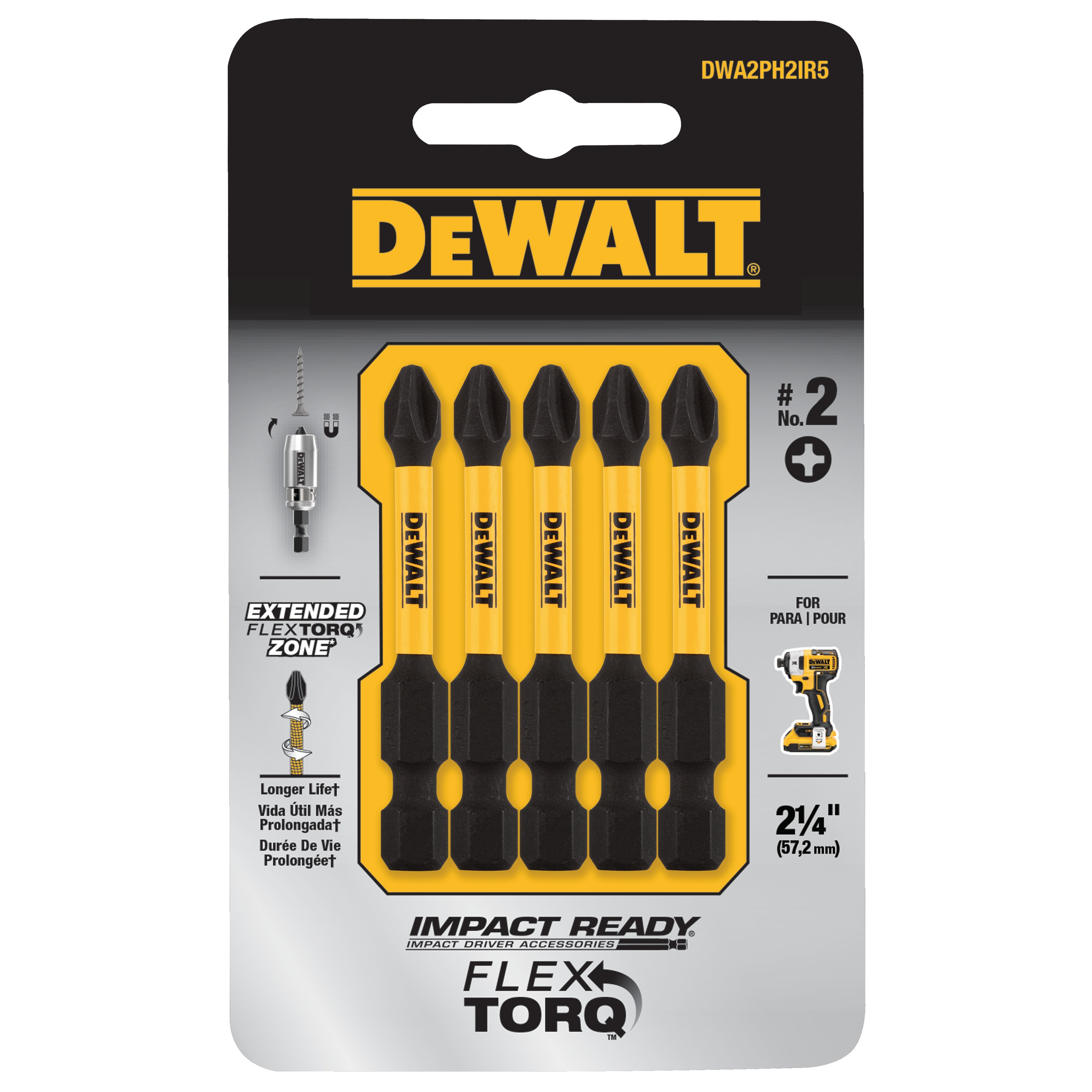 DEWALT T20 Torx Star 57 mm 1//4/" Hex Extension Torsion zone impact tournevis