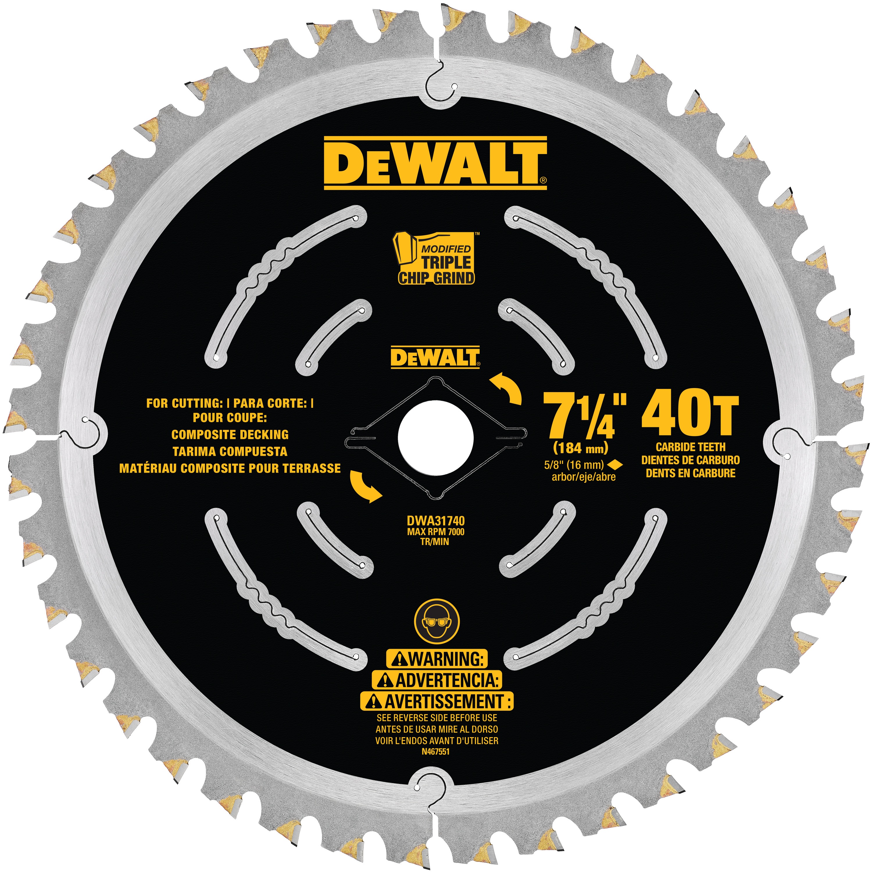 DEWALT - 7 14 40T Composite Decking Saw Blade - DWA31740