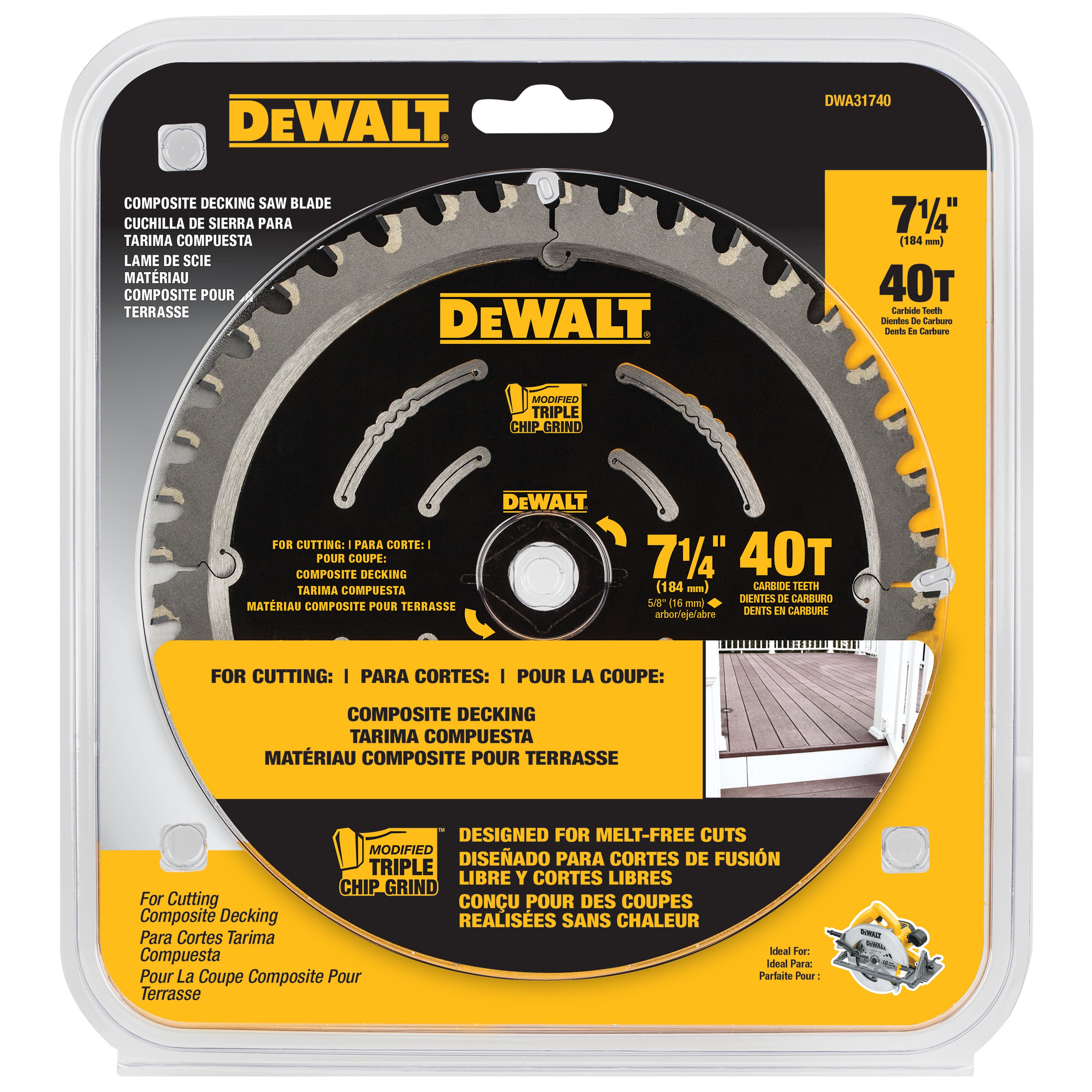 DEWALT - 7 14 40T Composite Decking Saw Blade - DWA31740