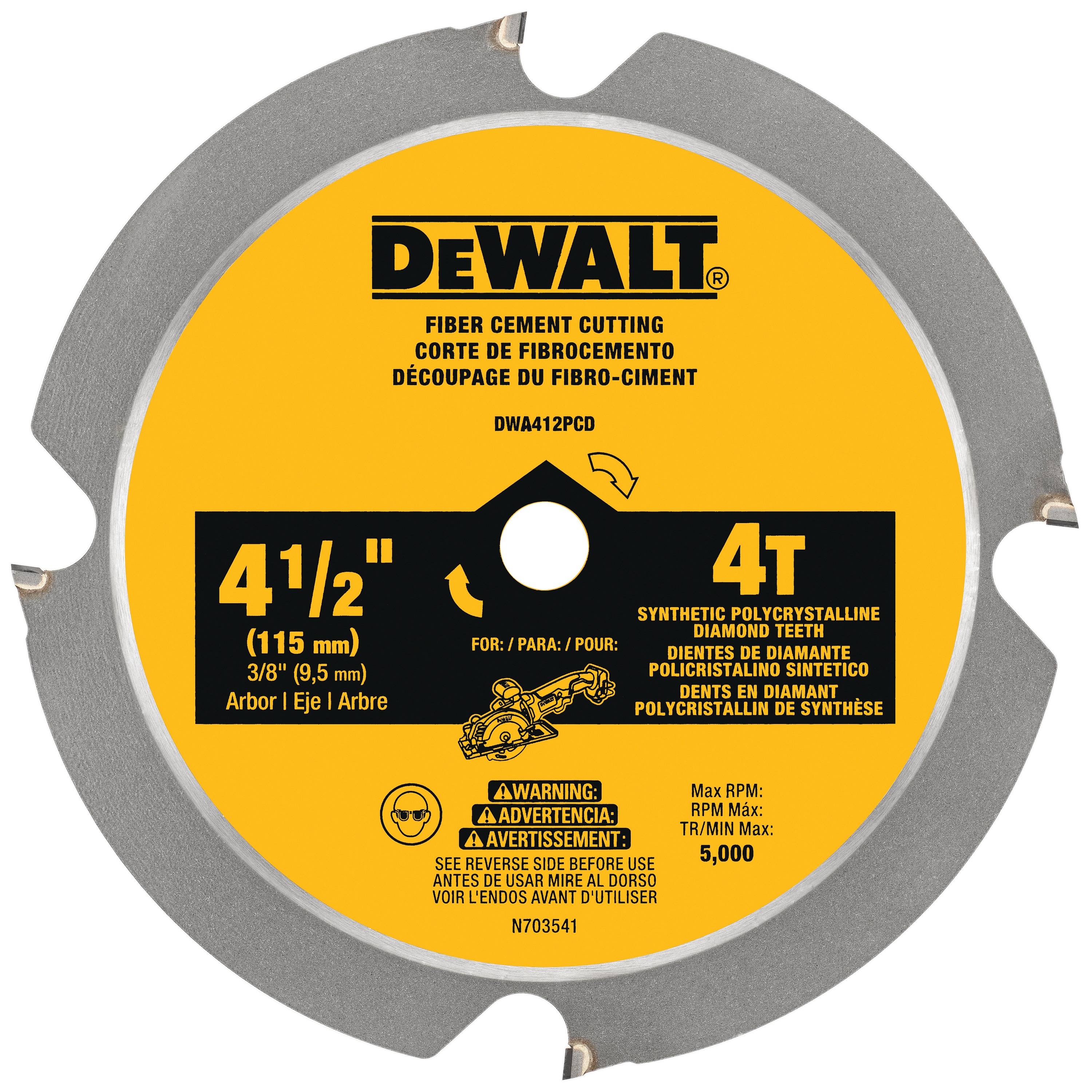 4-1/2 in. 4T Fiber Cement Cutting Circular Saw Blade - DWA412PCD | DEWALT