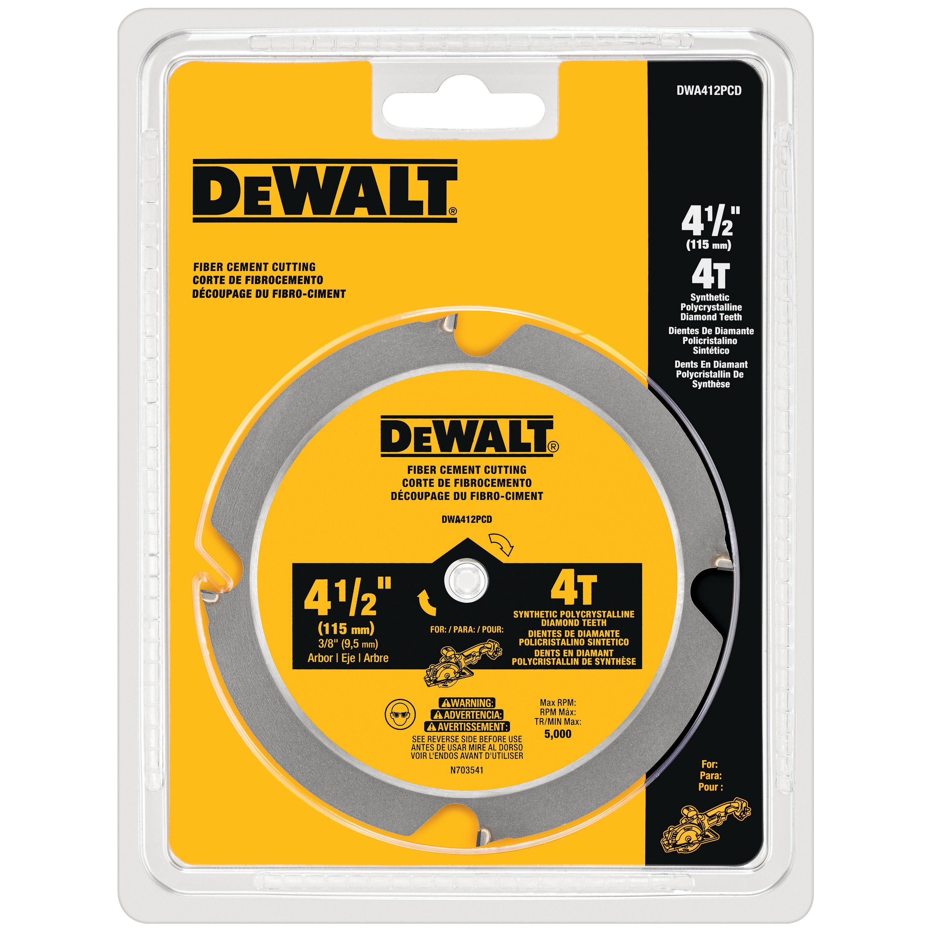 profile of 4 and a half inches Fiber Cement Cutting Circular Saw Blade with packaging.
