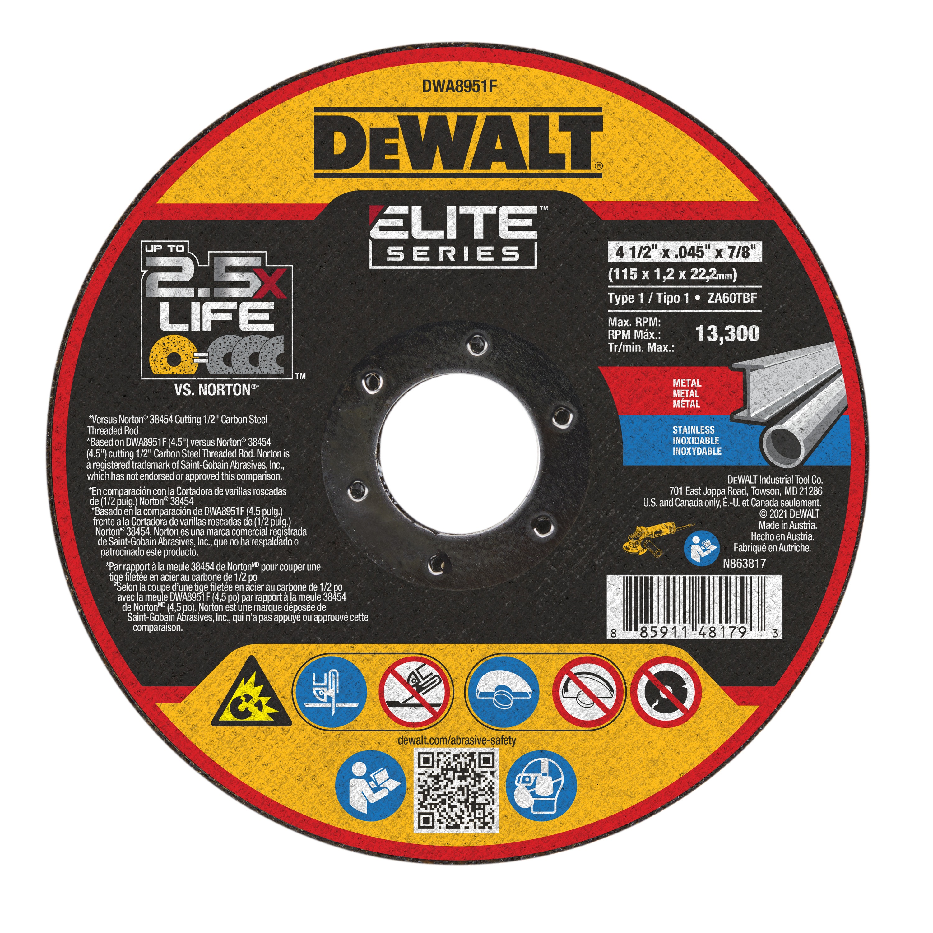 DEWALT - DEWALT ELITE SERIES Cutting Wheels - DWA8951F