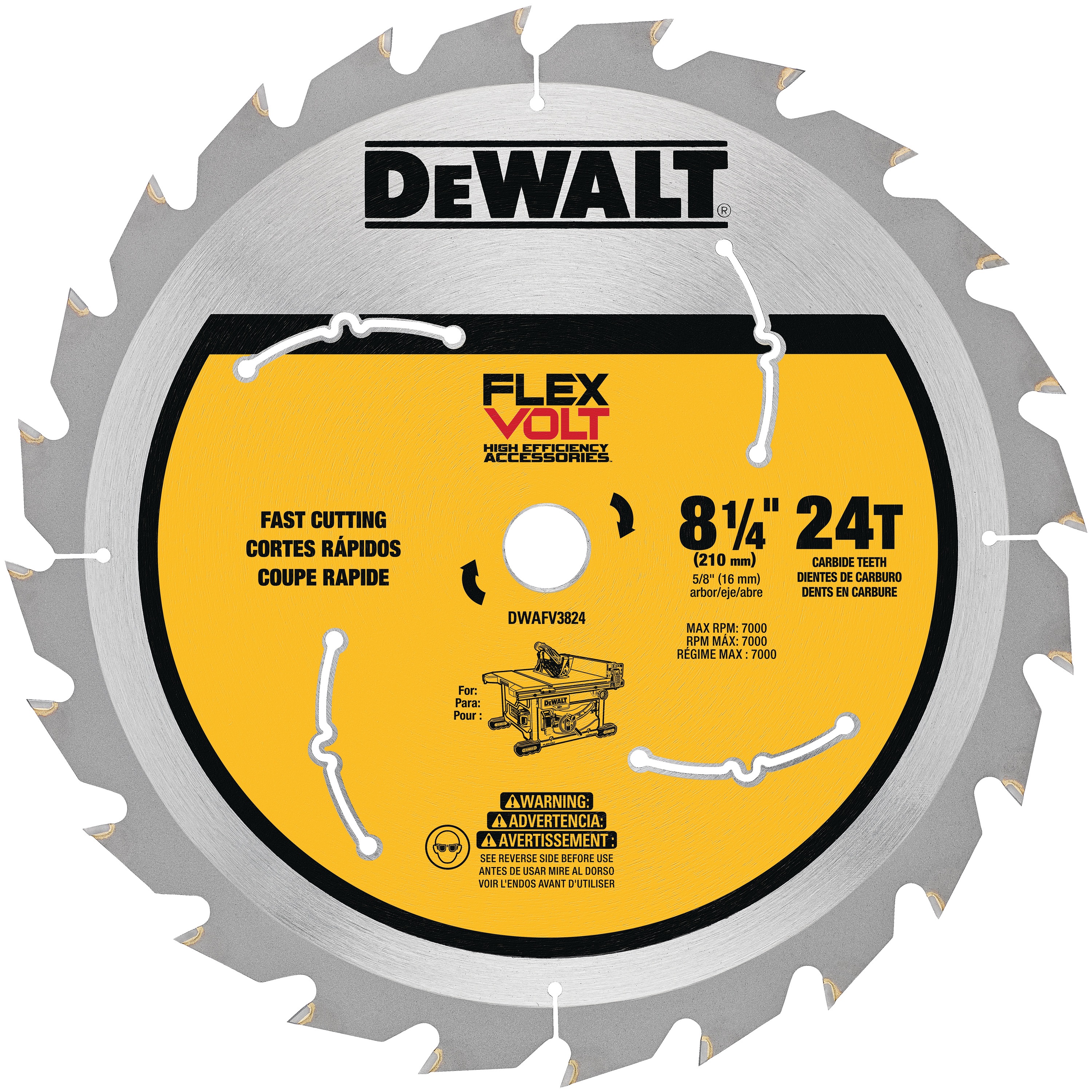 Profile of 8-quarter inch Table saw blade.
