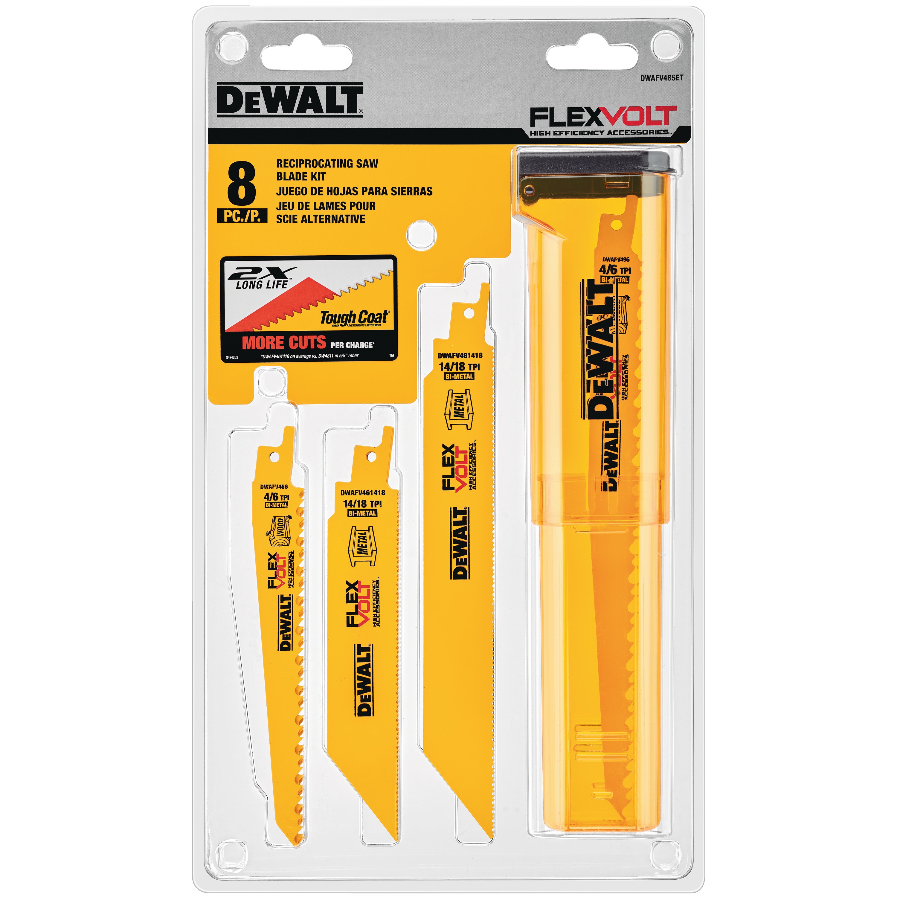 8PC Reciprocating Saw Blade Set DWAFV48SET DEWALT