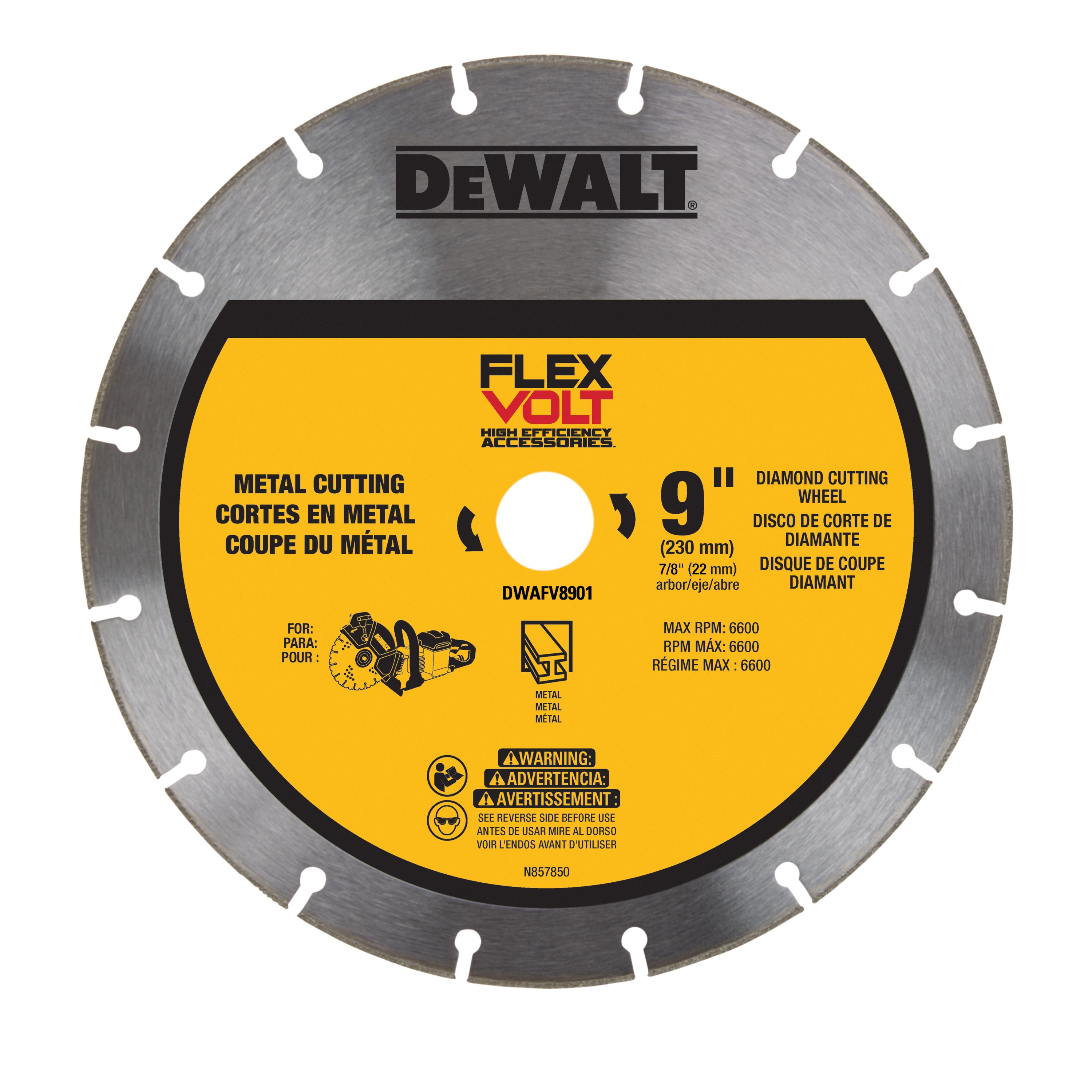 FLEXVOLTÂ® 9 in. Metal Cutting Diamond Wheel - DWAFV8901 | DEWALT
