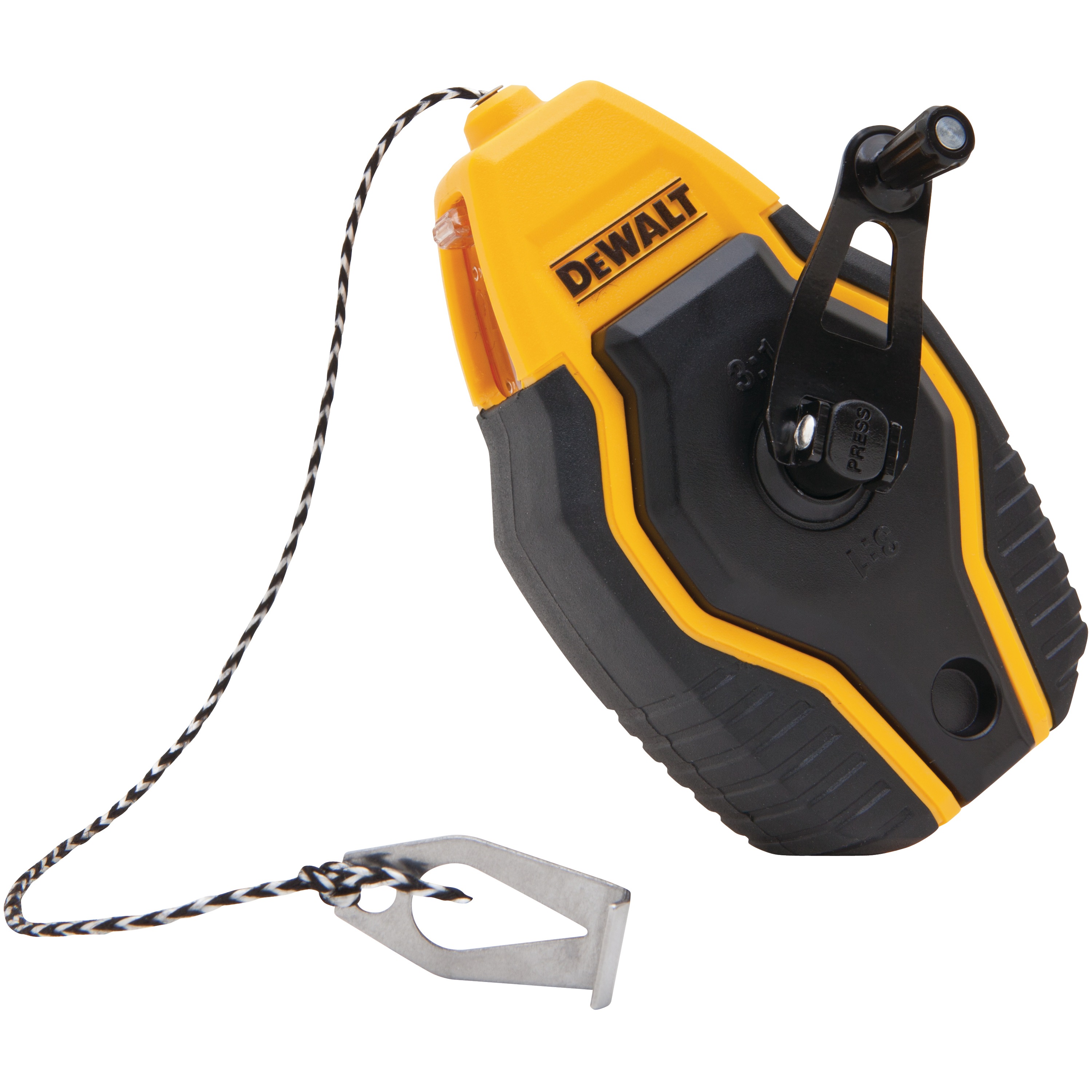 Profile of Compact Chalk Reel unlatched and unhooked.