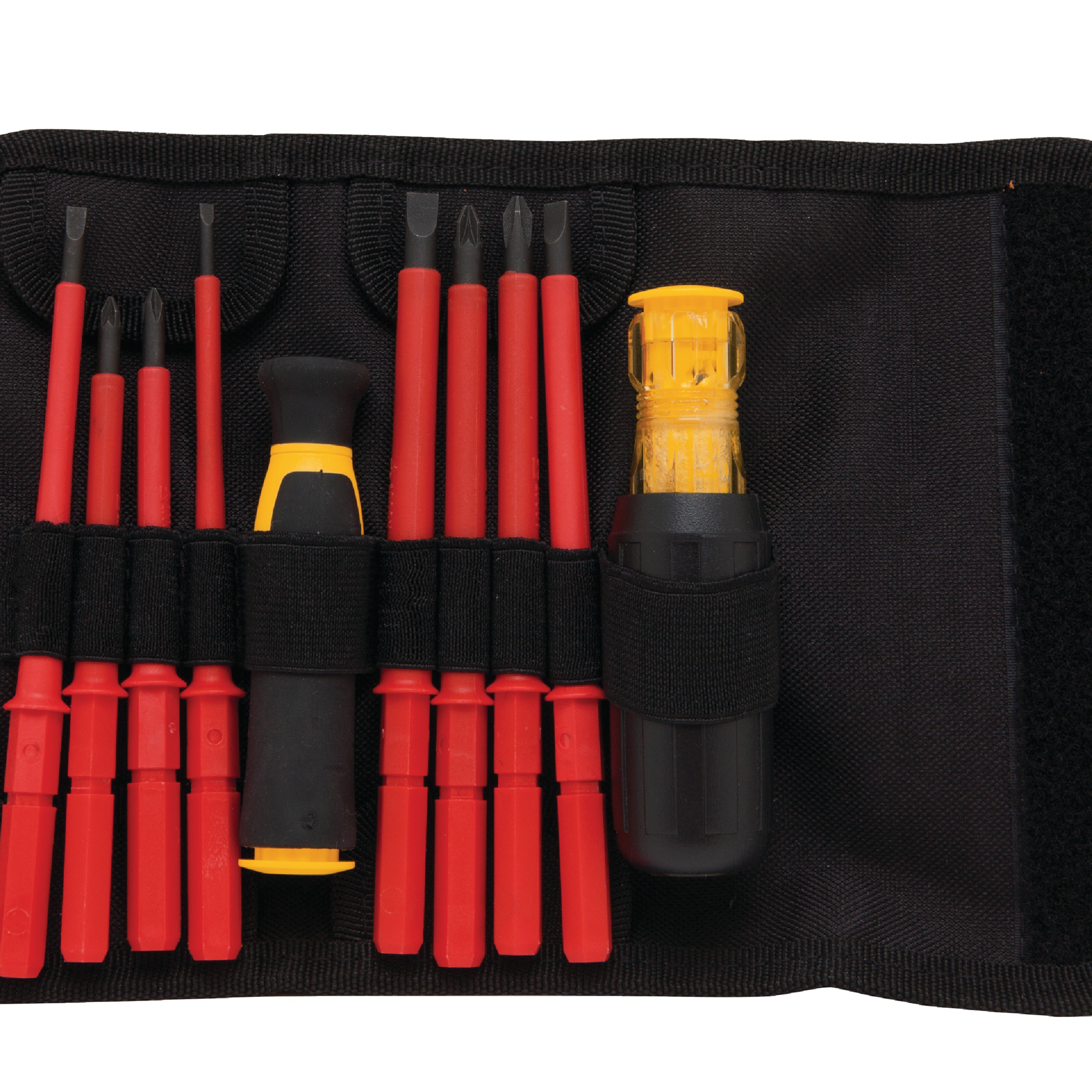 Insulated Vinyl Grip Screwdriver Set in tool pouch.