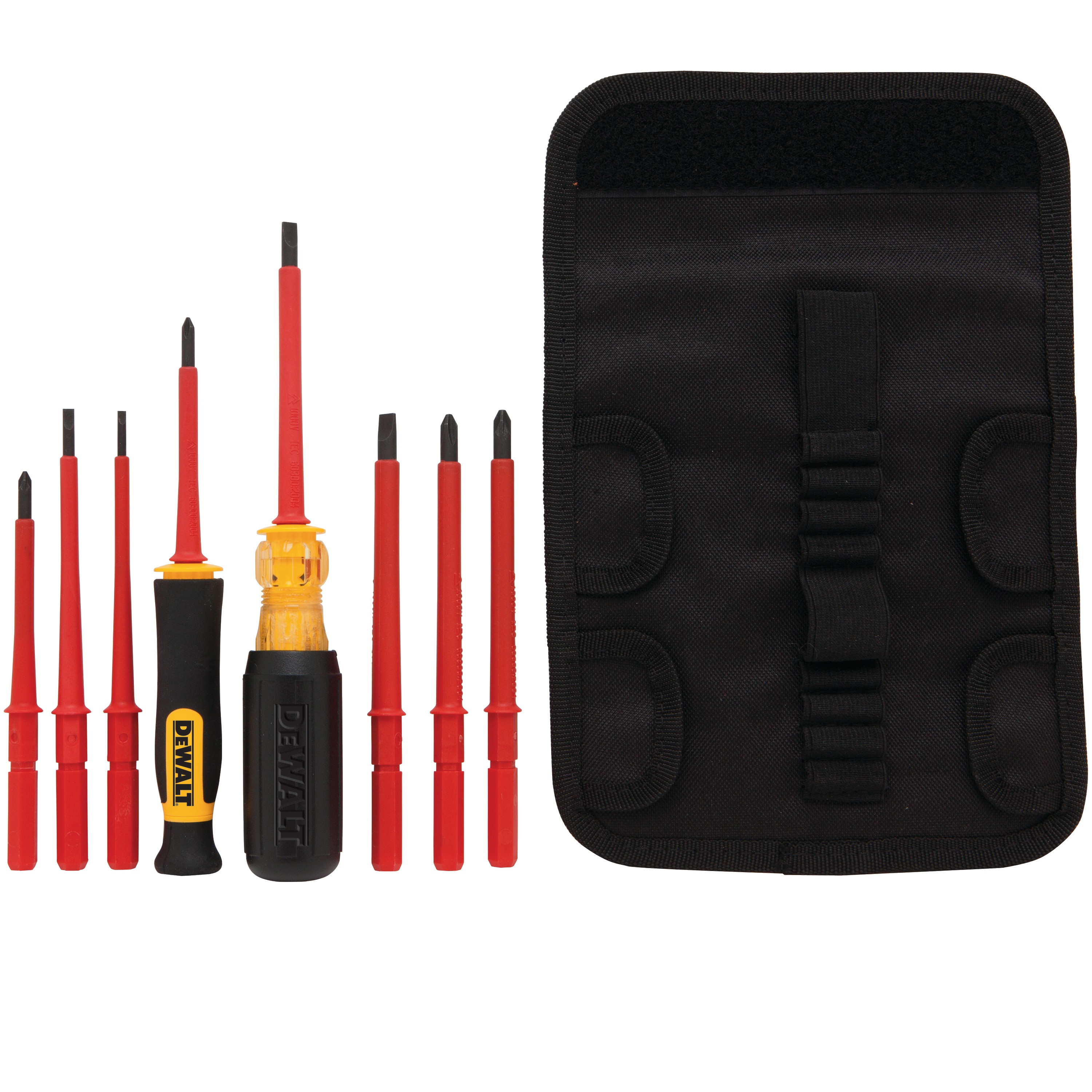 Insulated Vinyl Grip Screwdriver Set with tool pouch.
