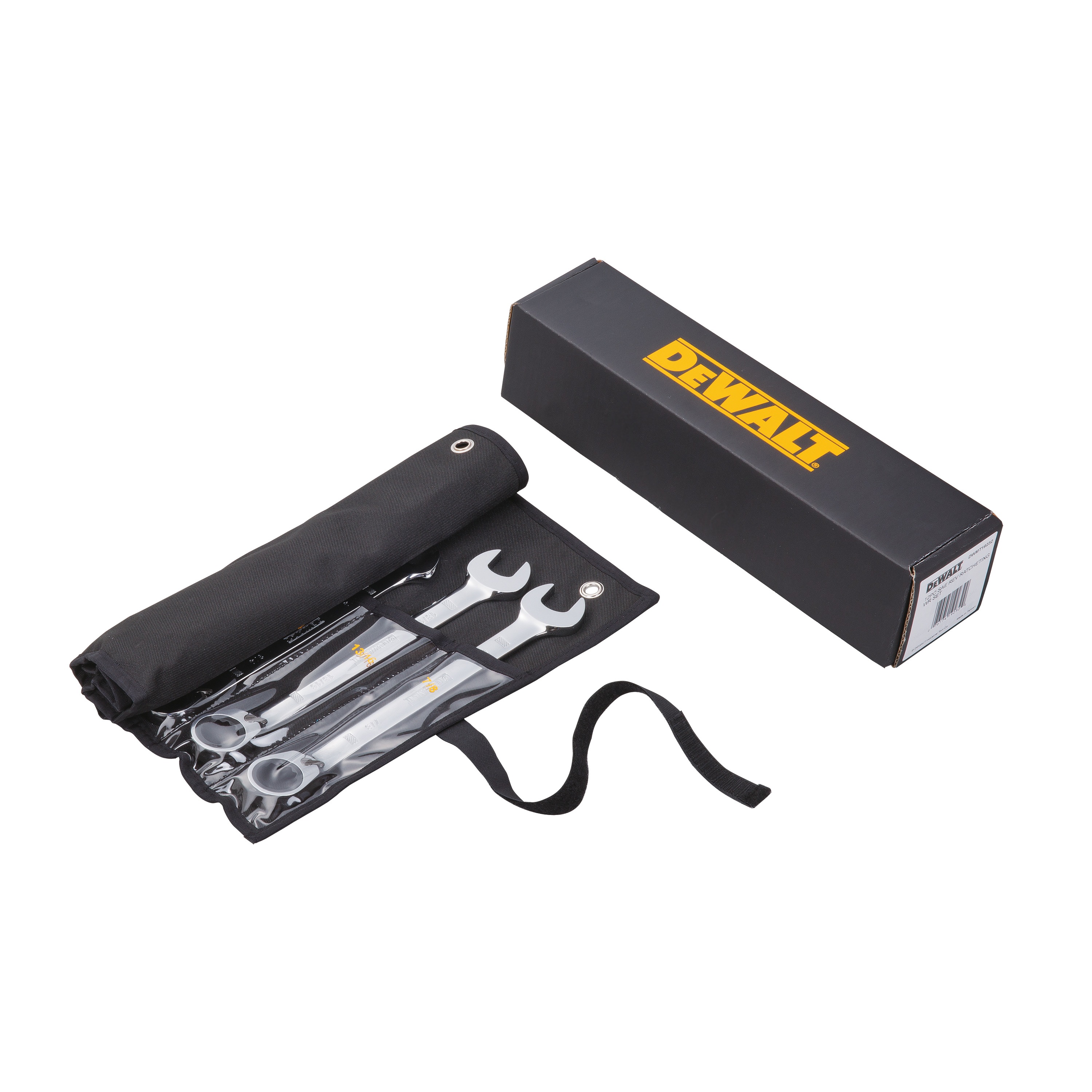 DEWALT 12 piece reversible ratcheting wrench set with its case.