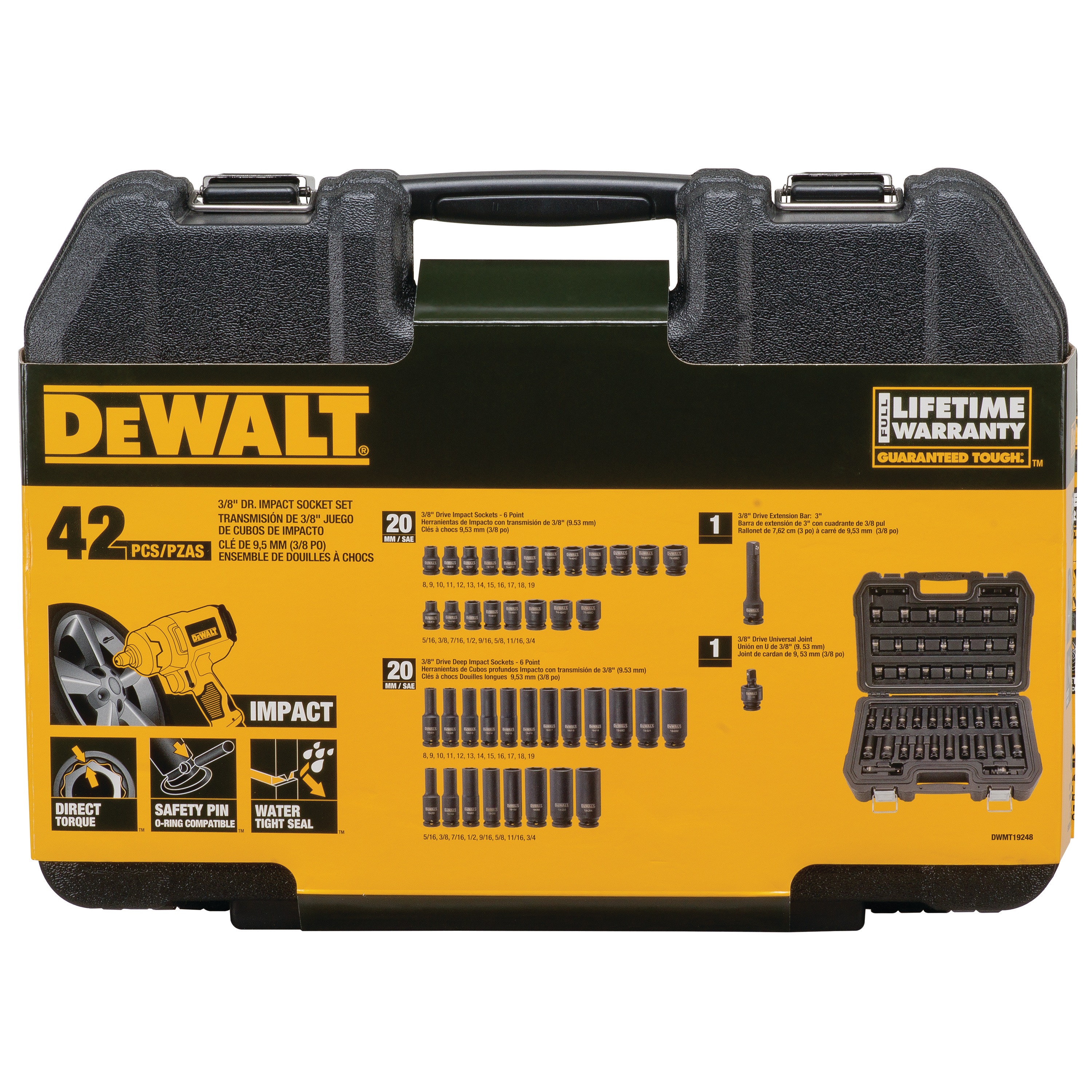 42 pc. 3/8 in. Drive Combination Impact Socket Set 6 Point